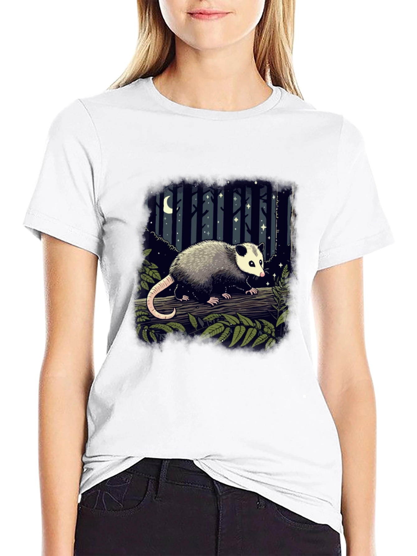 Opossum T-Shirt - Night Forest Design