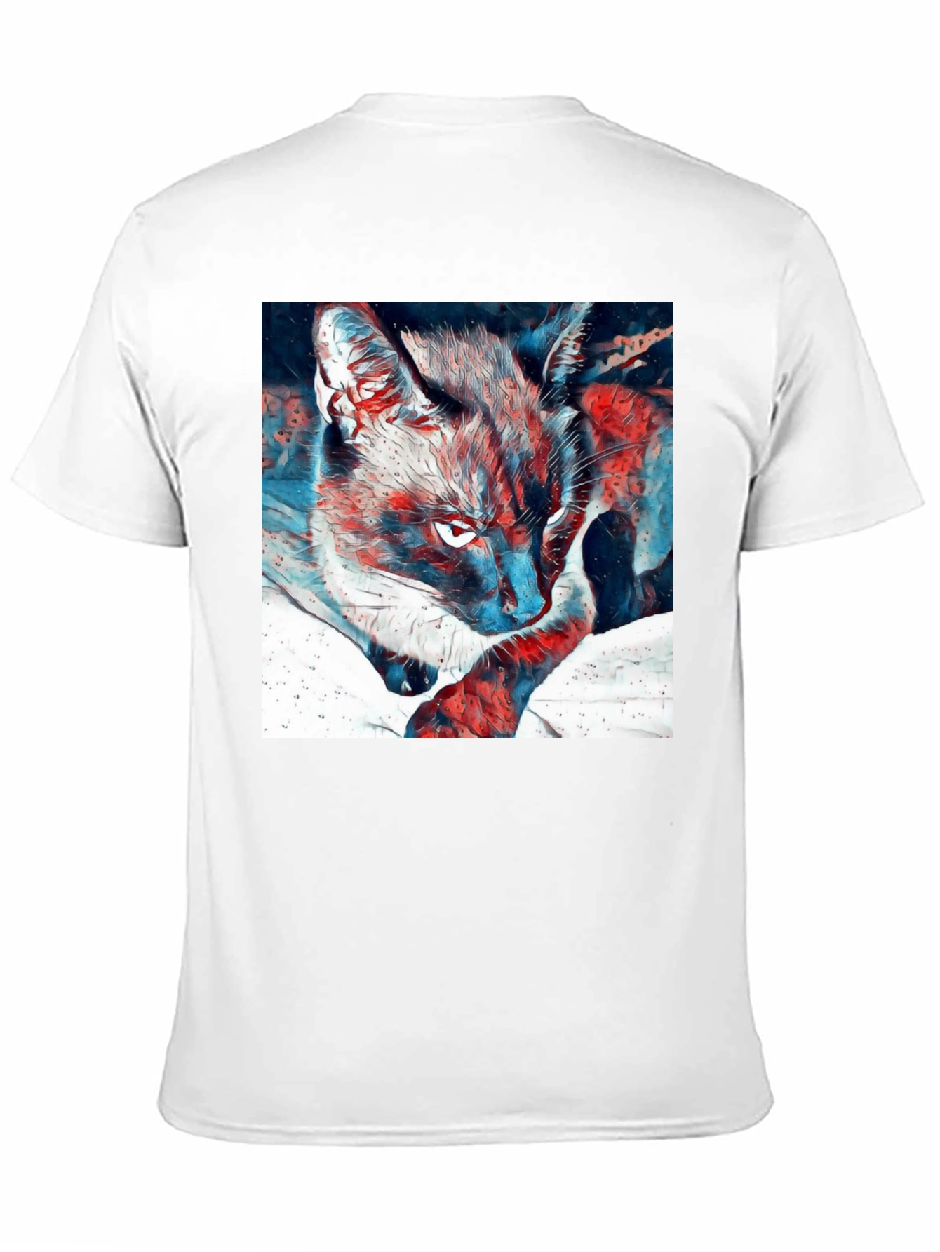 Artistic Cat Graphic Black T-Shirt