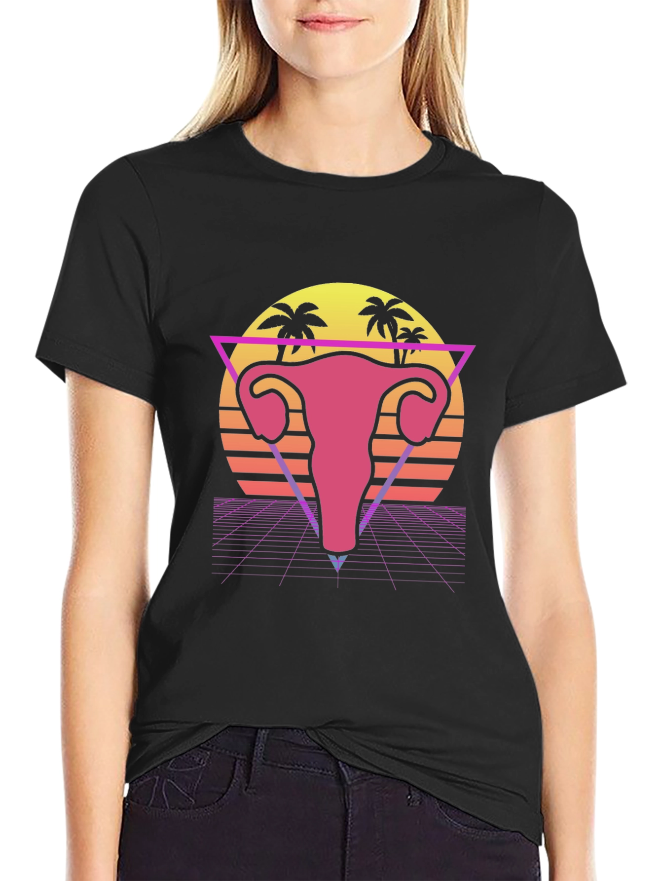 Retro Uterus T-Shirt - Synthwave Graphic Tee