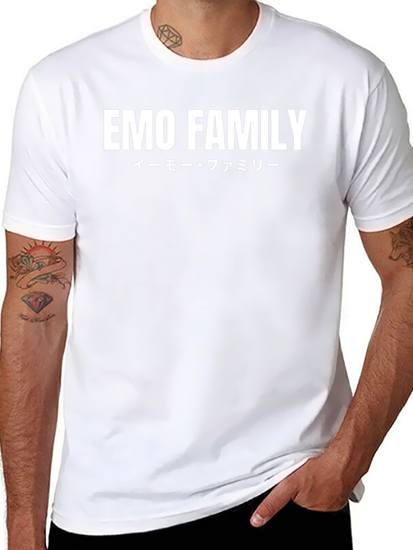 Emo Family Graphic T-Shirt - Black Crew Neck Tee
