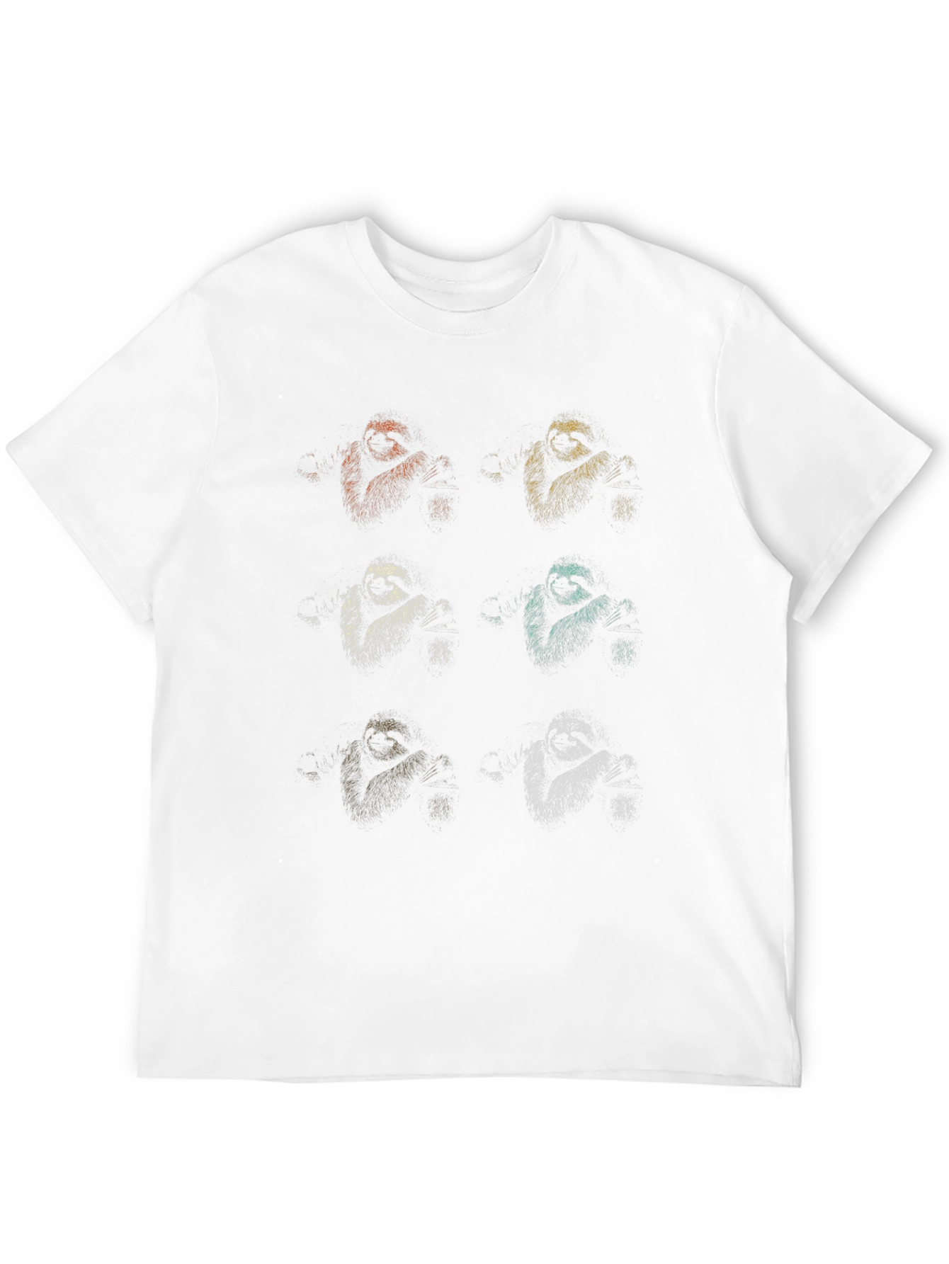 Retro Sloth Pattern Black T-Shirt