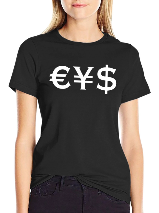 Currency Symbol Graphic Tee - Euro Yen Dollar