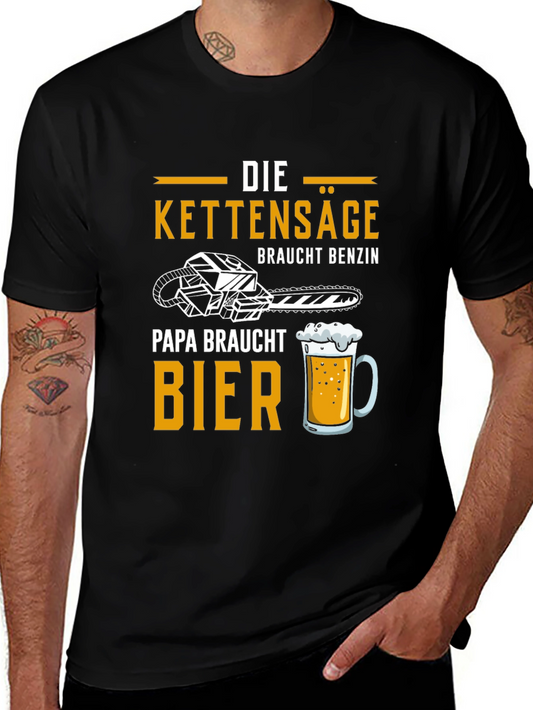 Chainsaw & Beer T-Shirt - Papa Needs a Beer