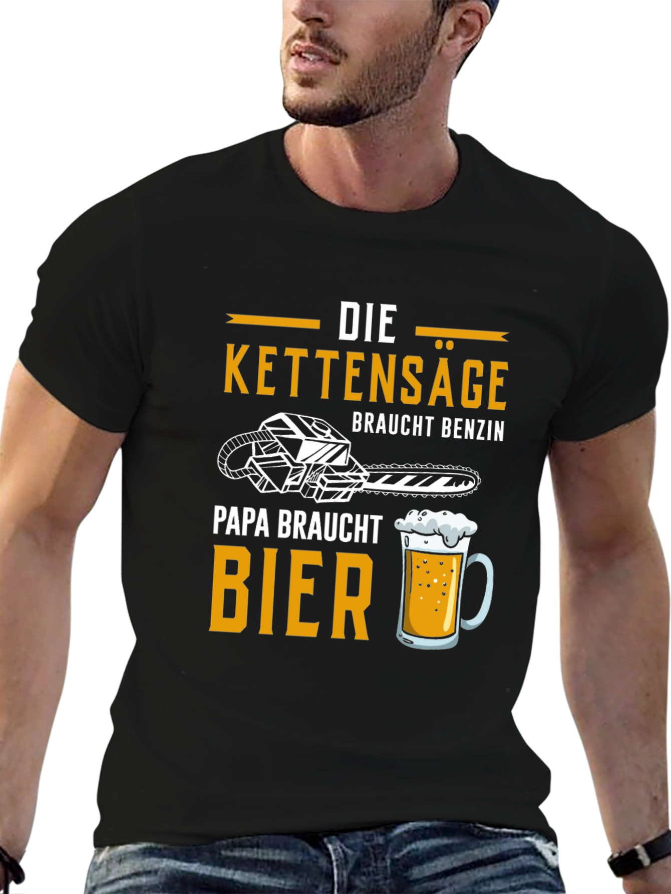 Chainsaw & Beer T-Shirt - Papa Needs a Beer
