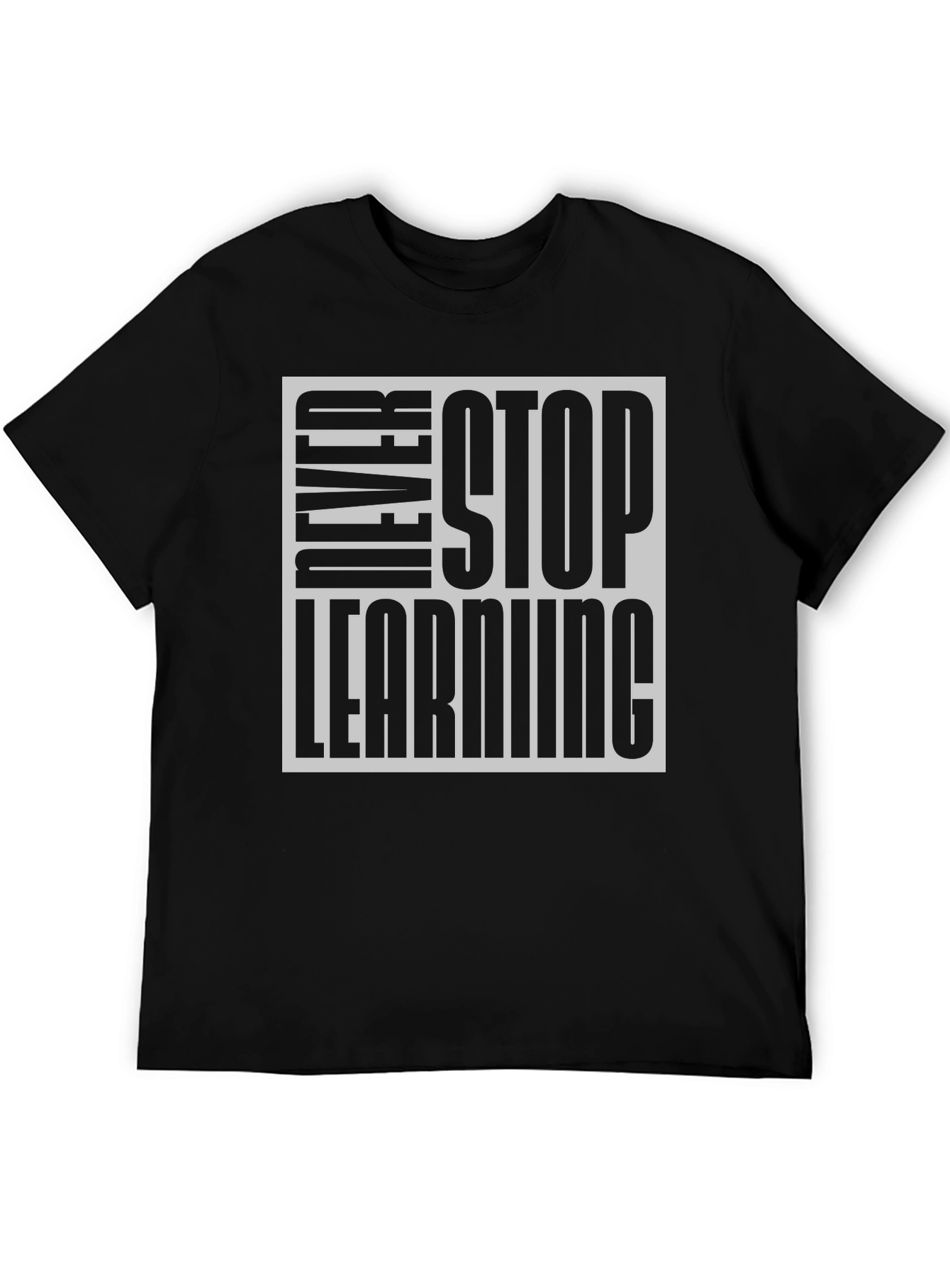 Never Stop Learning Black Graphic Tee