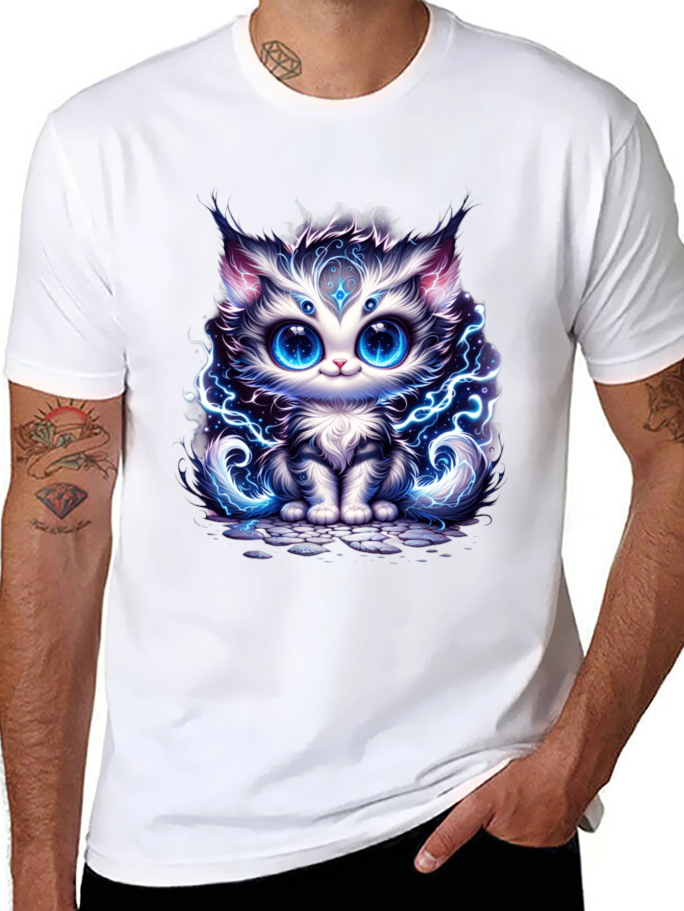 Mystical Cat T-Shirt - Cosmic Kitten Design