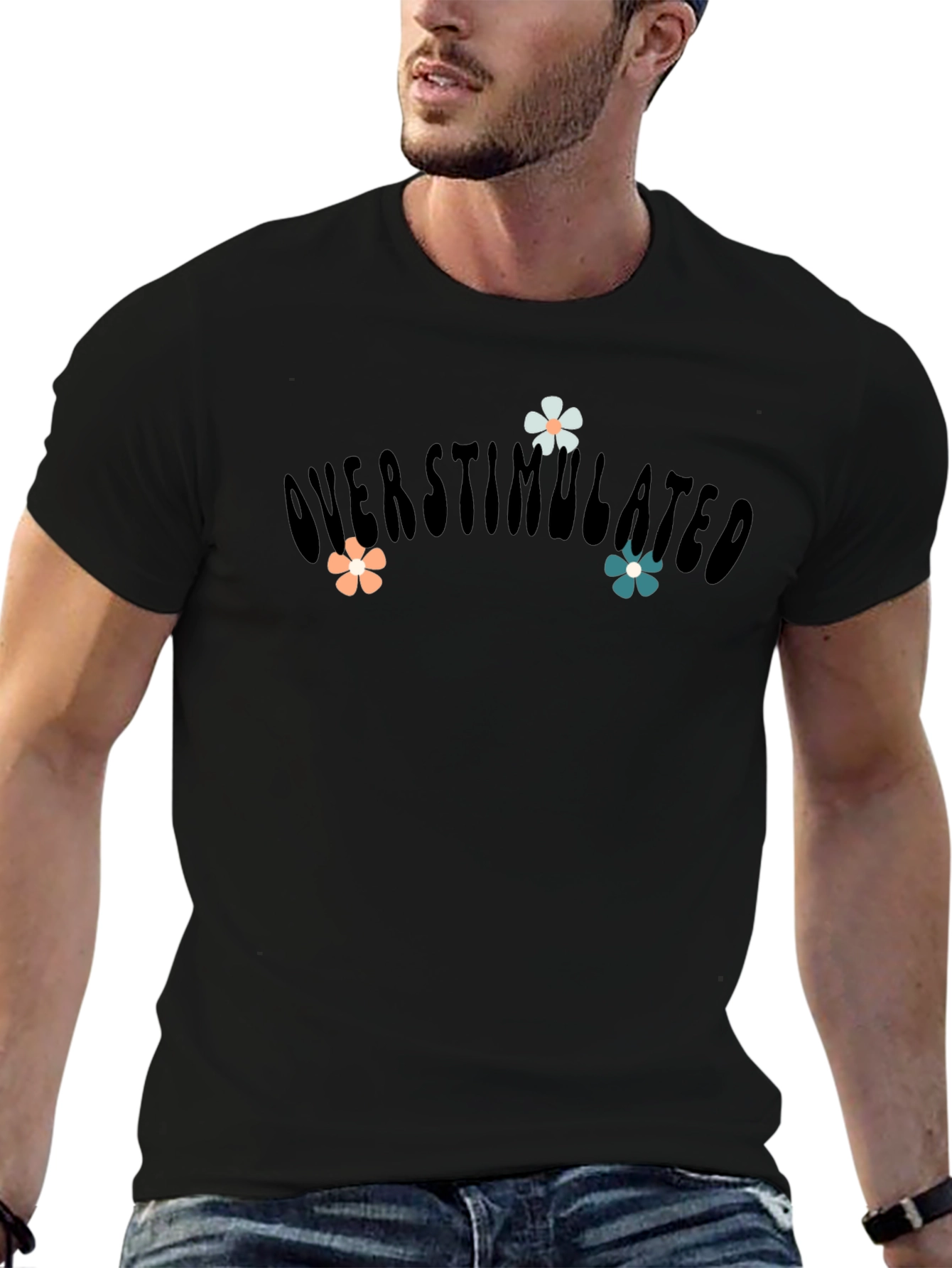 Overstimulated Floral Graphic Tee - Black