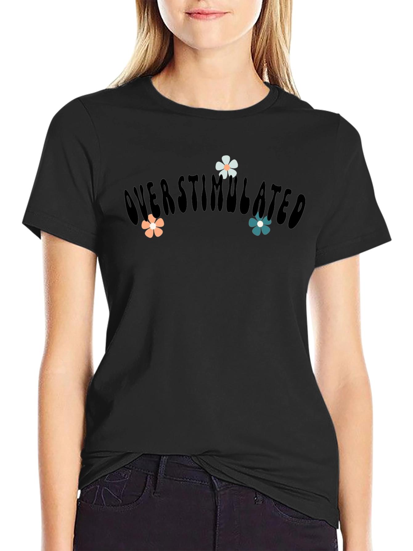 Overstimulated Floral Graphic Tee - Black