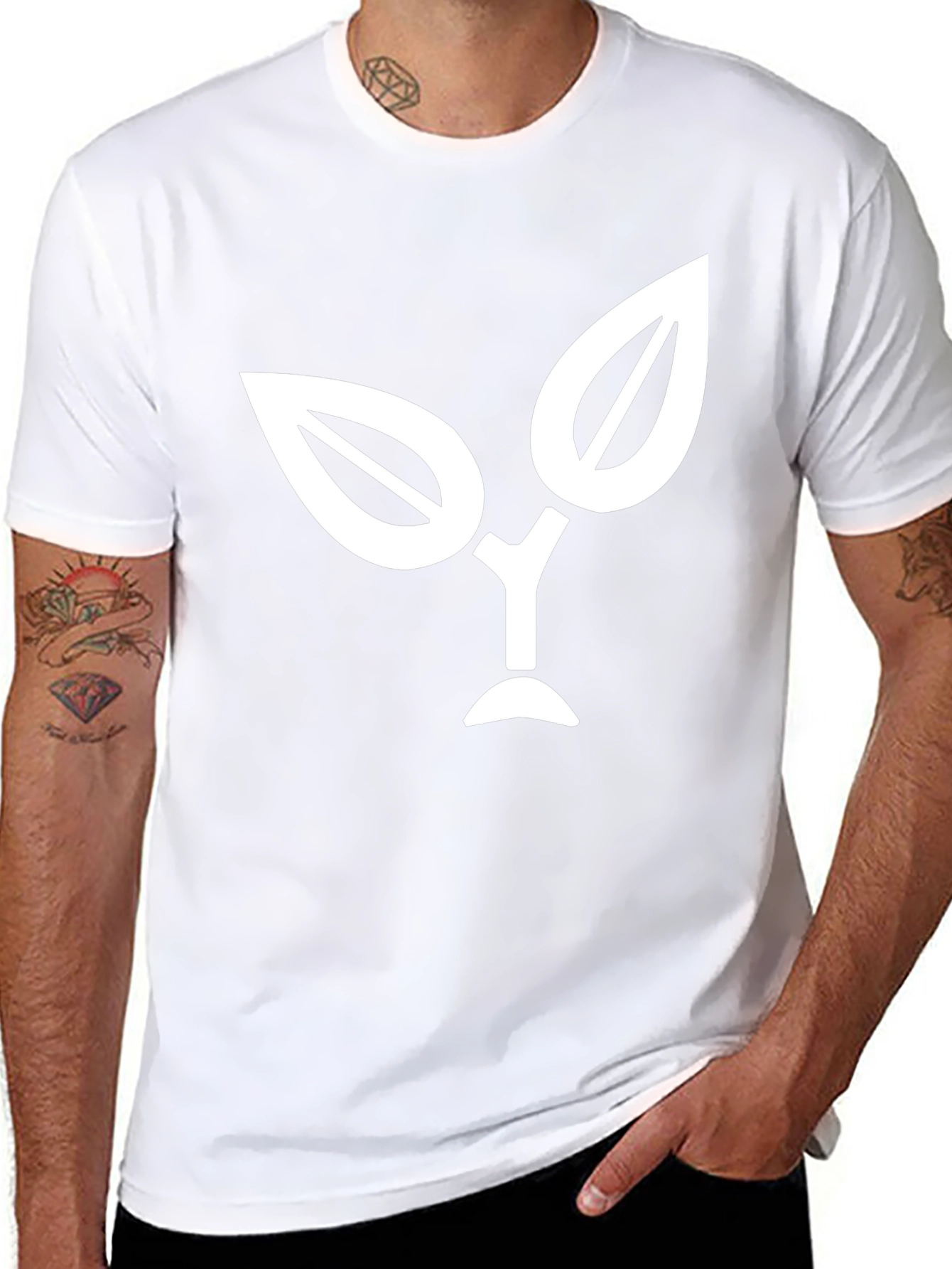 Nature Logo Black T-Shirt - Modern Leaf Design