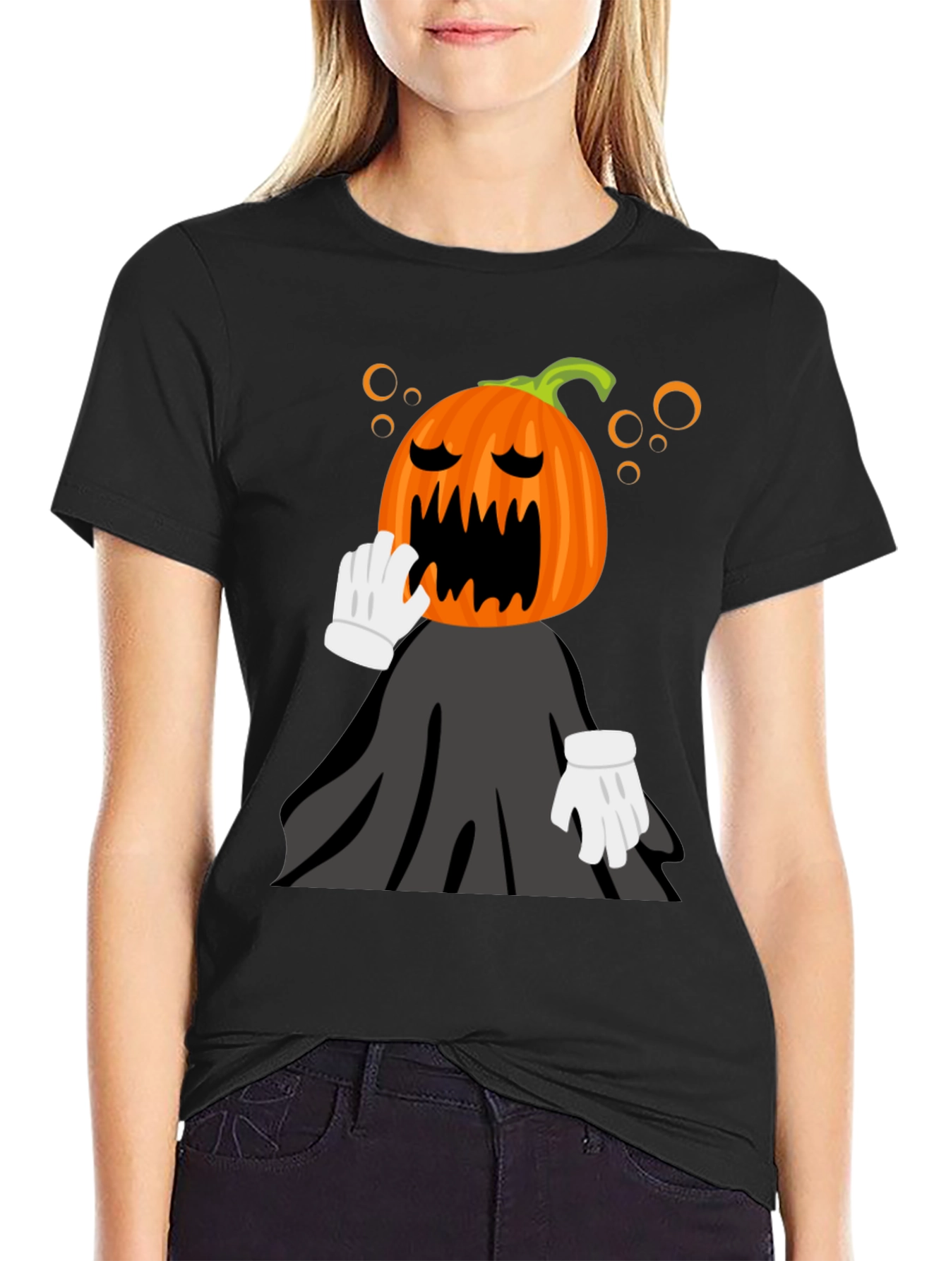 Pumpkin Head Character Black T-Shirt