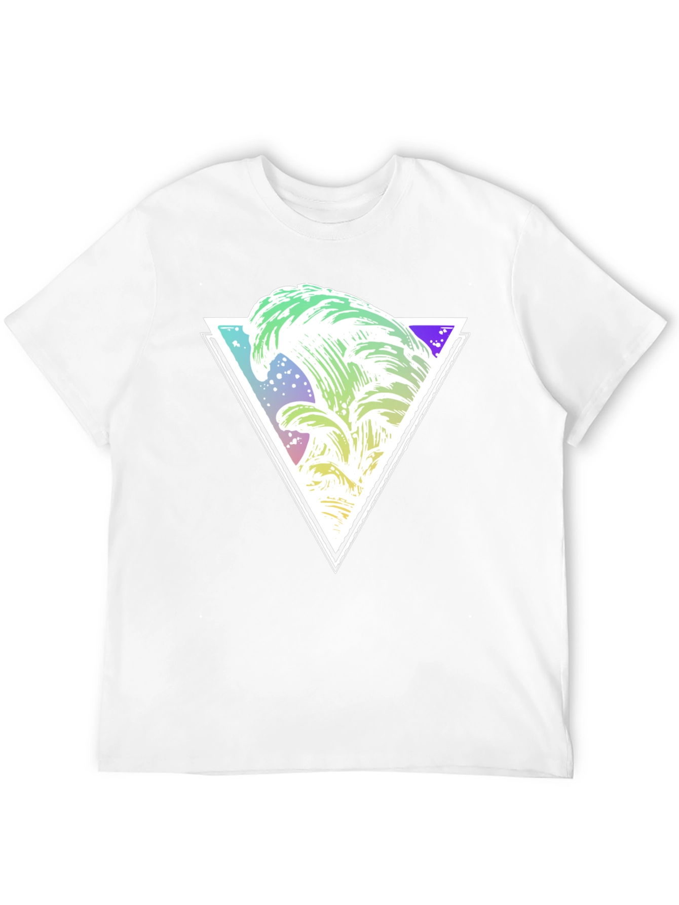 Geometric Wave Graphic Tee - Black Cotton Shirt