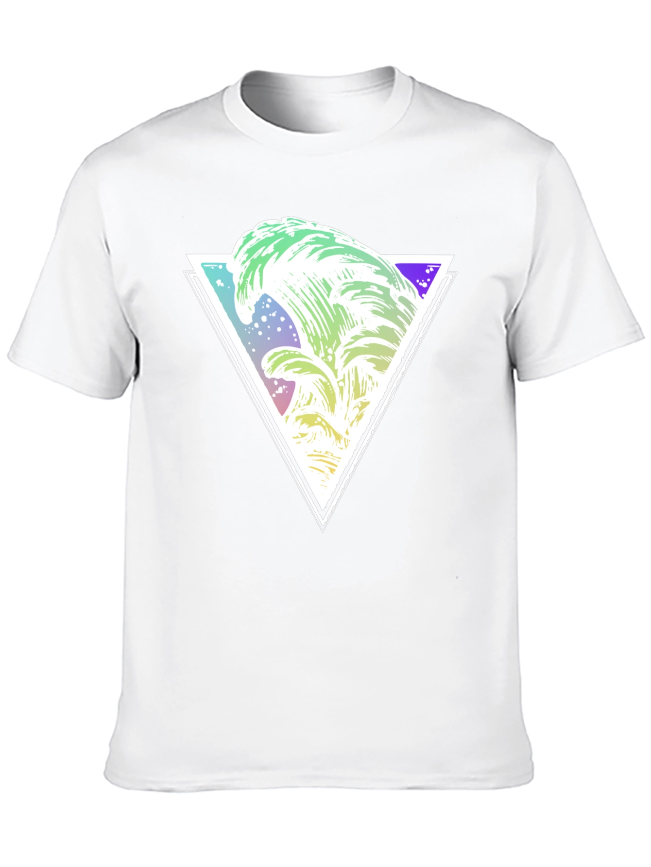 Geometric Wave Graphic Tee - Black Cotton Shirt