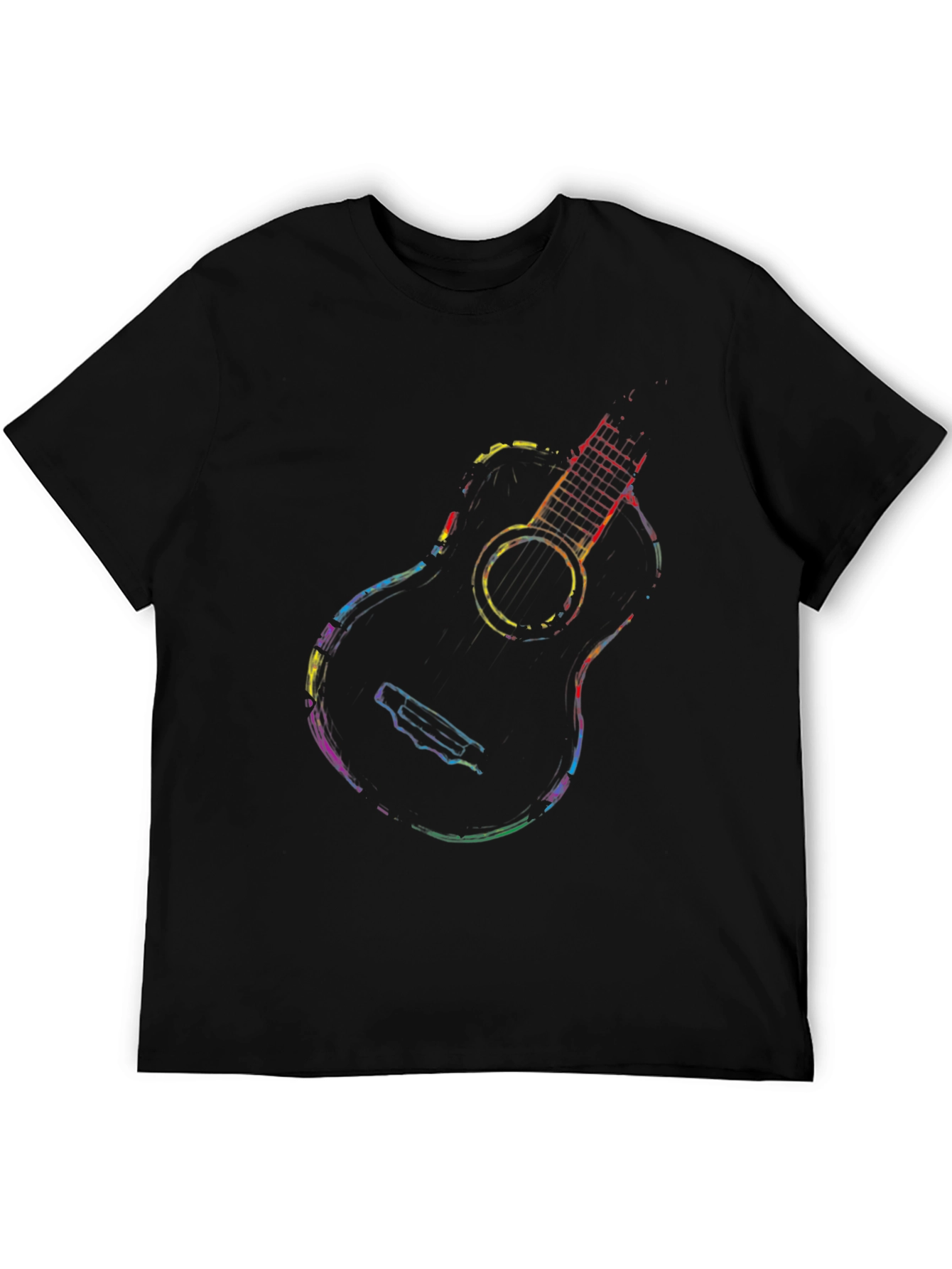 Rainbow Guitar Graphic Black T-Shirt