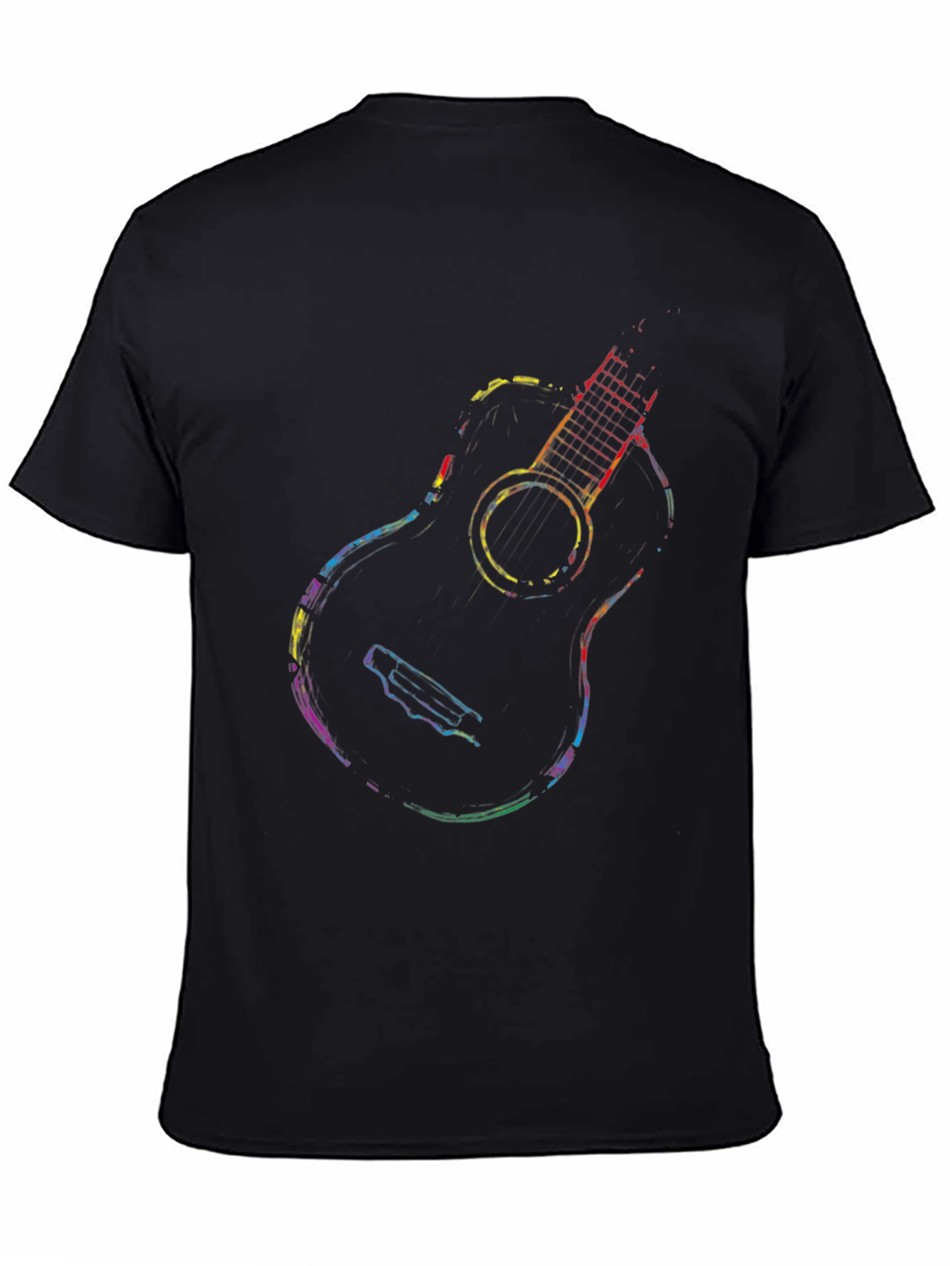 Rainbow Guitar Graphic Black T-Shirt