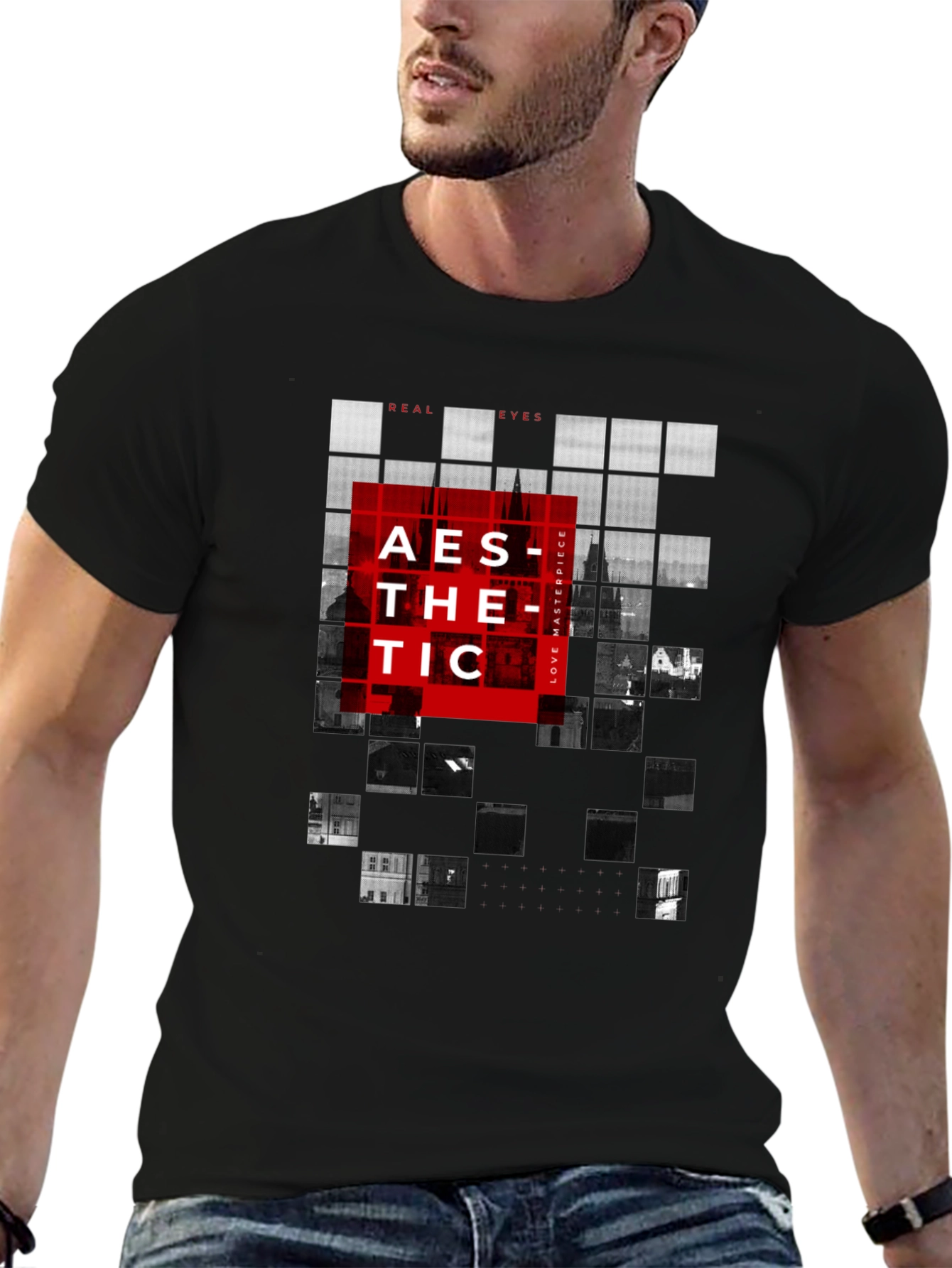 Aesthetic Grid Graphic Tee - Modern Style