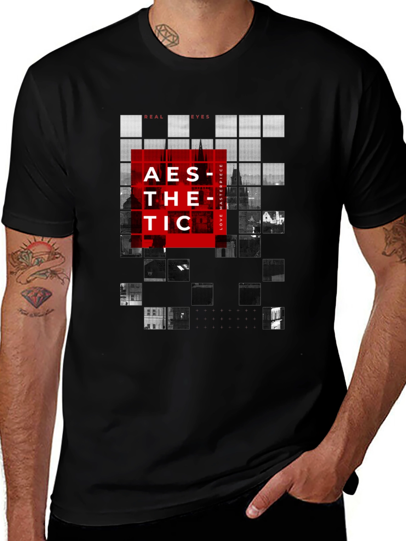 Aesthetic Grid Graphic Tee - Modern Style
