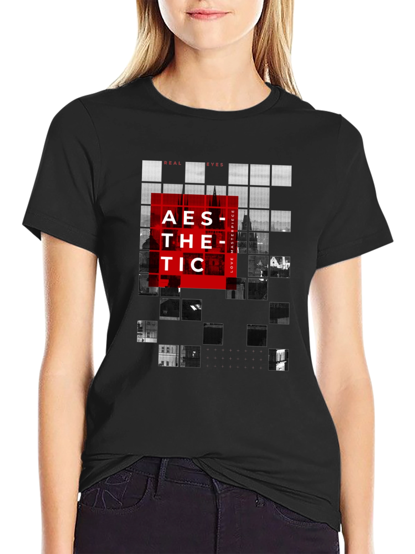 Aesthetic Grid Graphic Tee - Modern Style