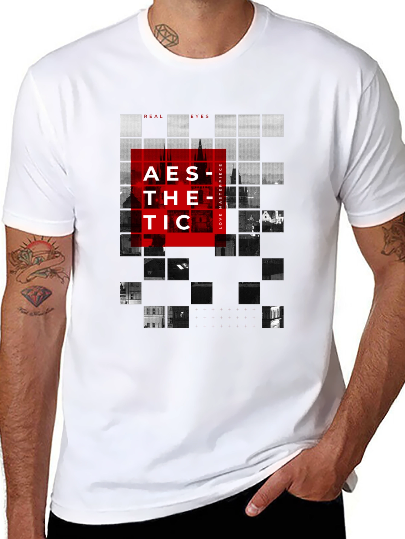 Aesthetic Grid Graphic Tee - Modern Style