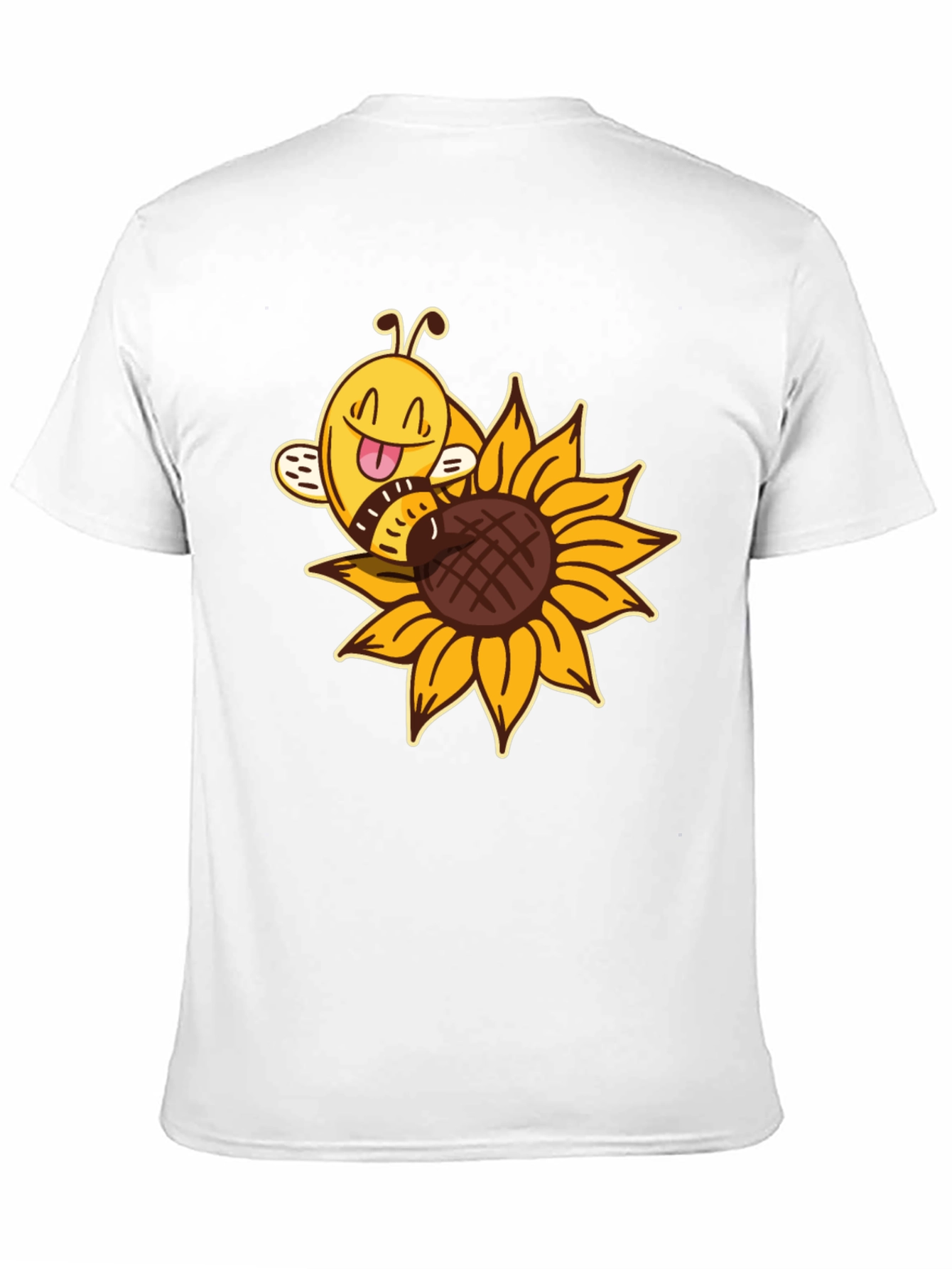 Cute Bee on Sunflower Black T-Shirt