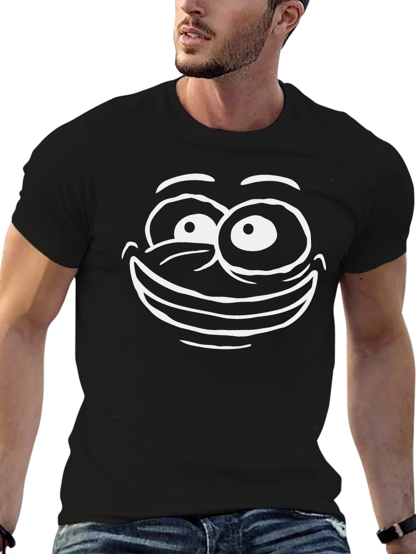 Funny Face Graphic T-Shirt - Black