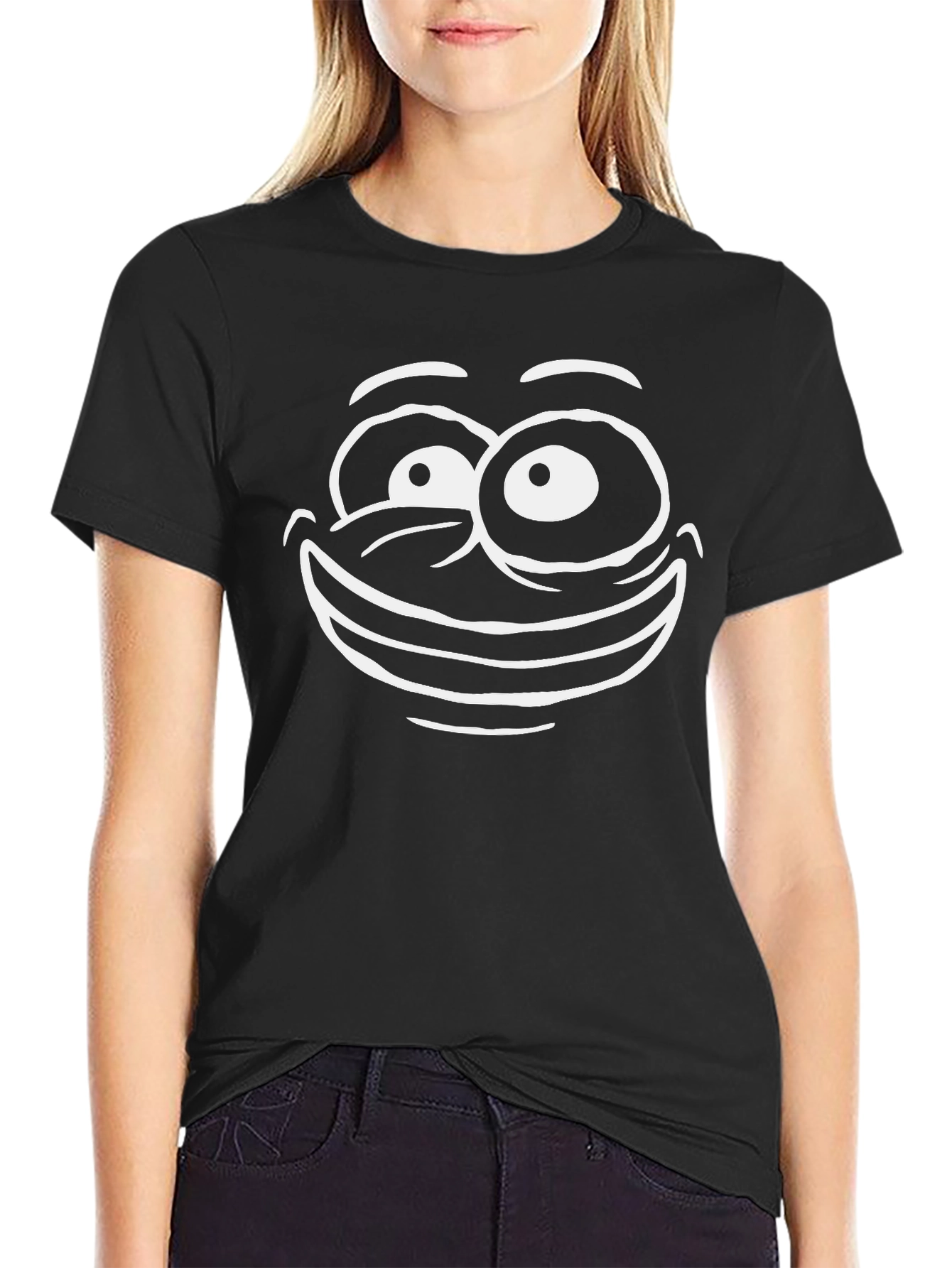Funny Face Graphic T-Shirt - Black