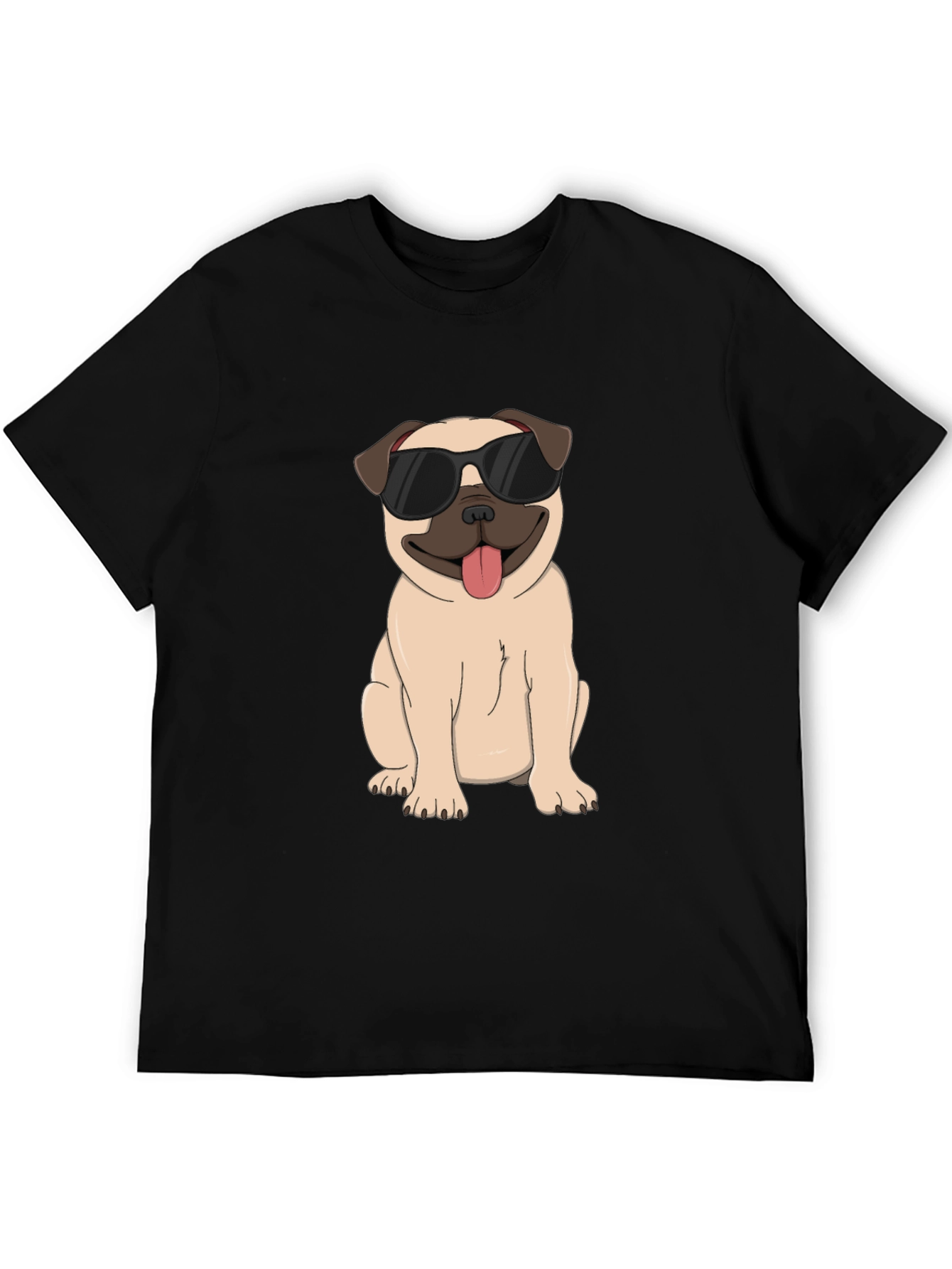 Cool Pug Graphic Tee - Black Cotton T-Shirt