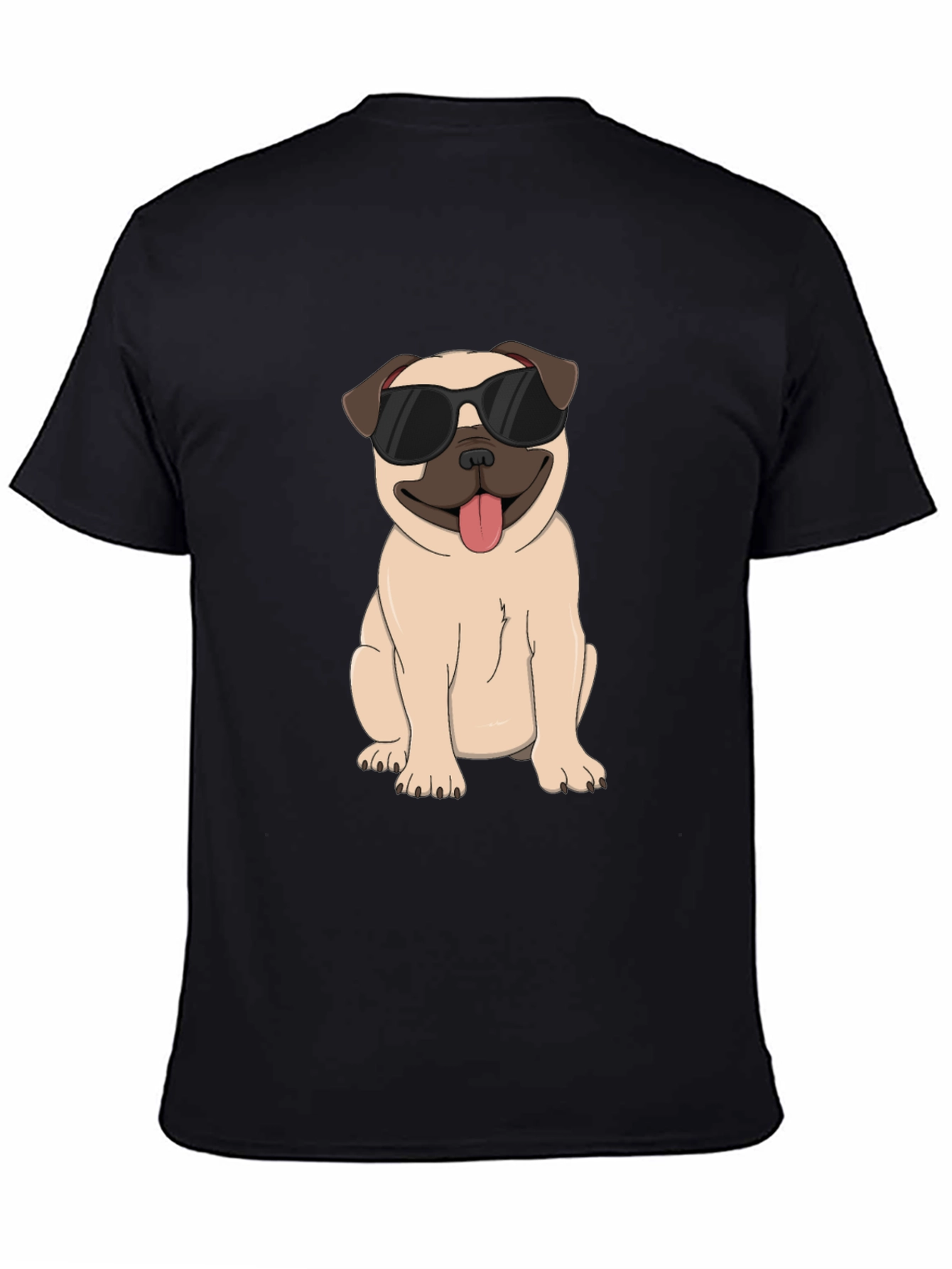 Cool Pug Graphic Tee - Black Cotton T-Shirt