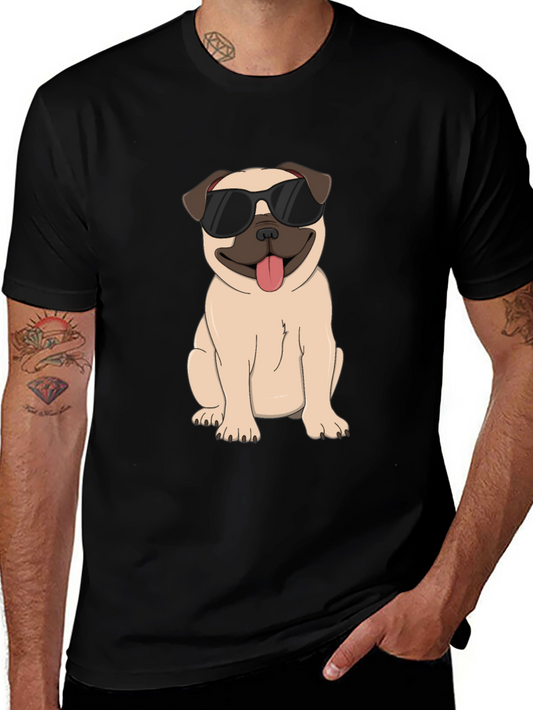 Cool Pug Graphic Tee - Black Cotton T-Shirt