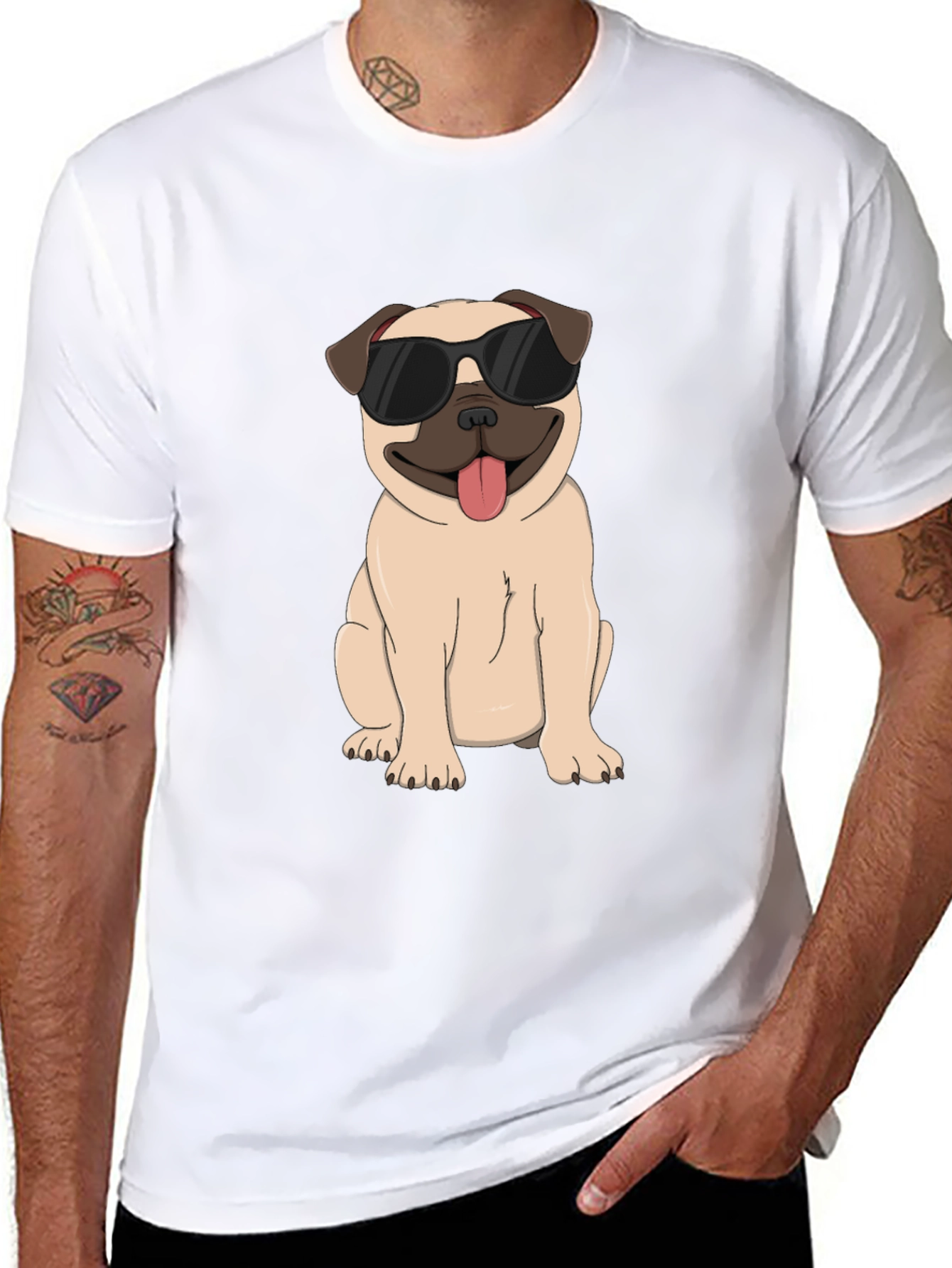 Cool Pug Graphic Tee - Black Cotton T-Shirt