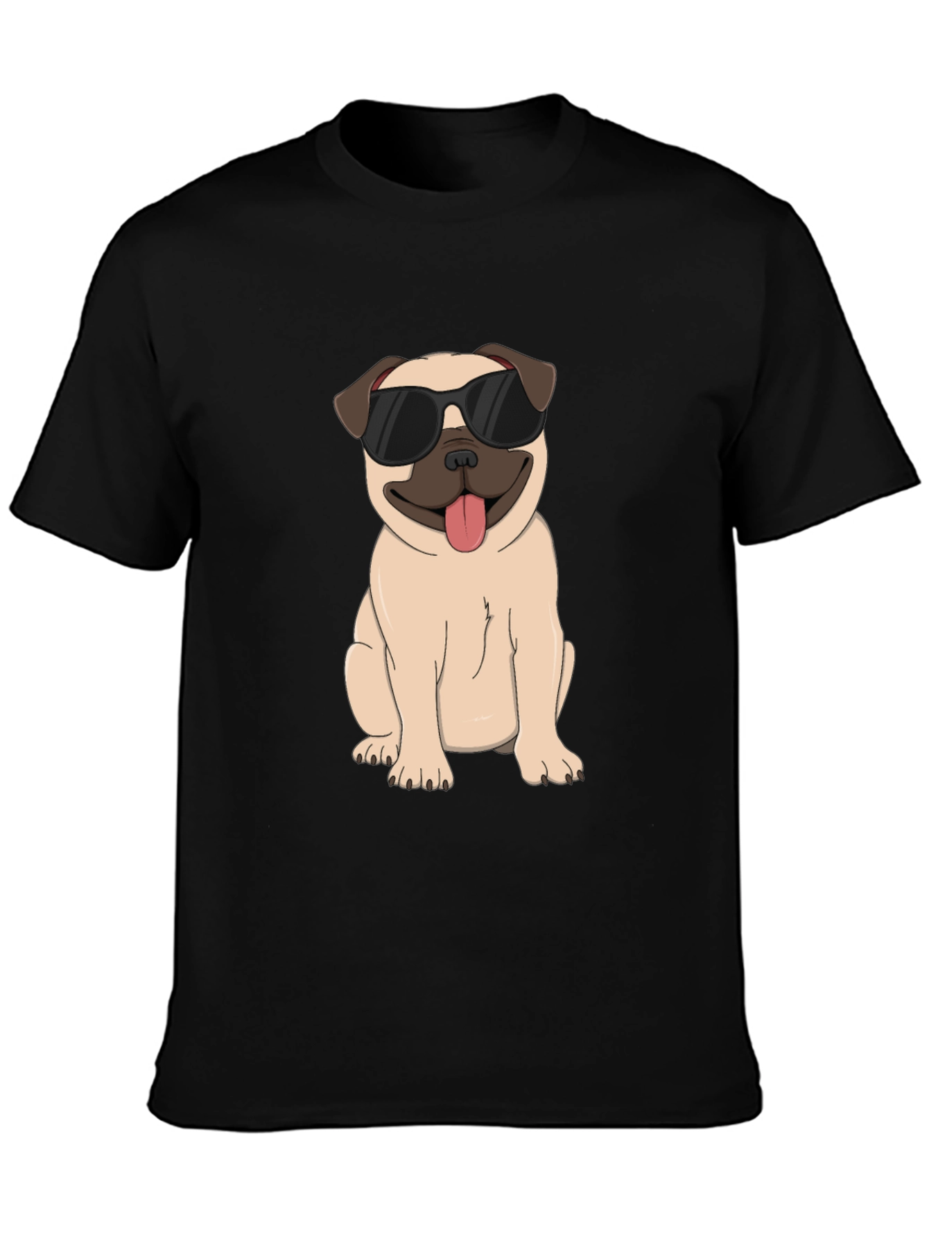 Cool Pug Graphic Tee - Black Cotton T-Shirt