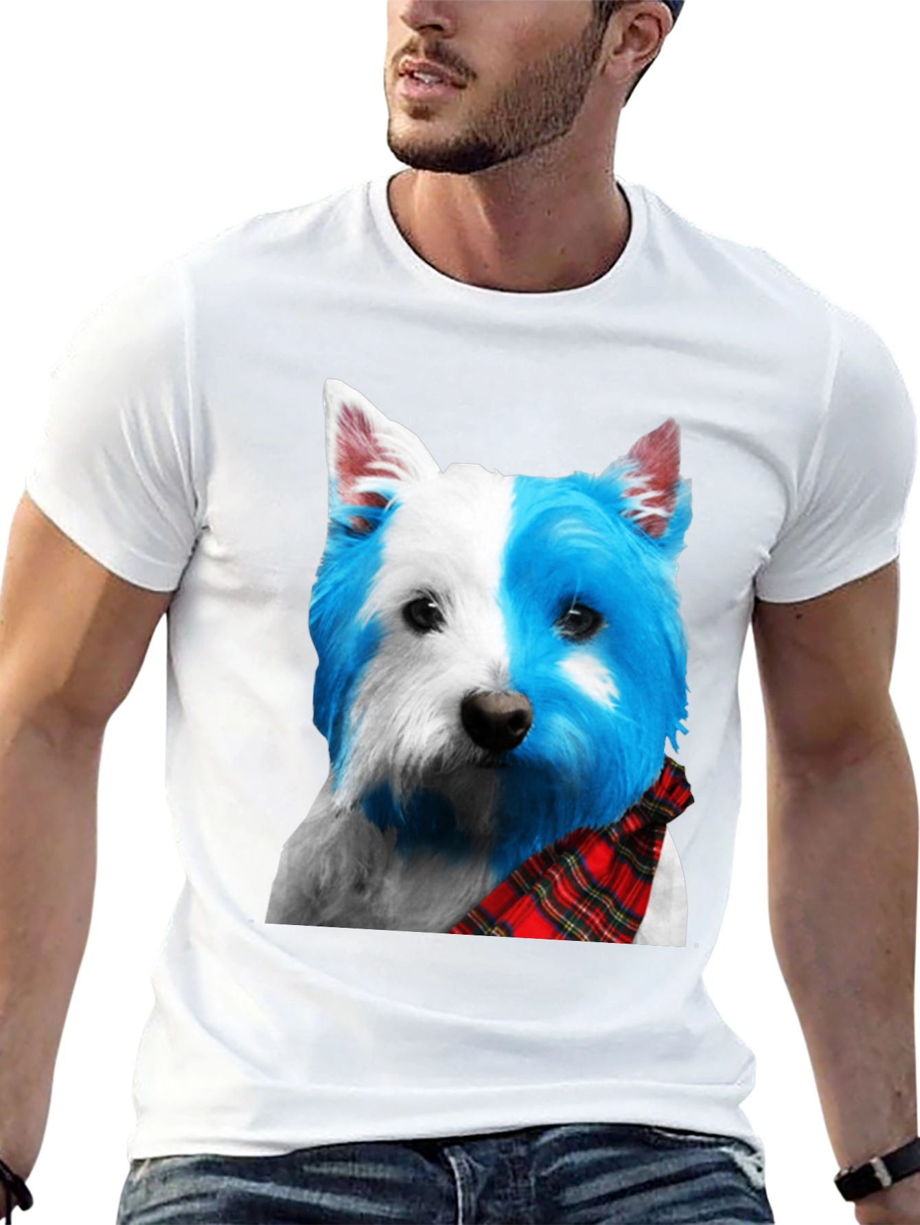 Dog Breed Plaid Scarf Tee