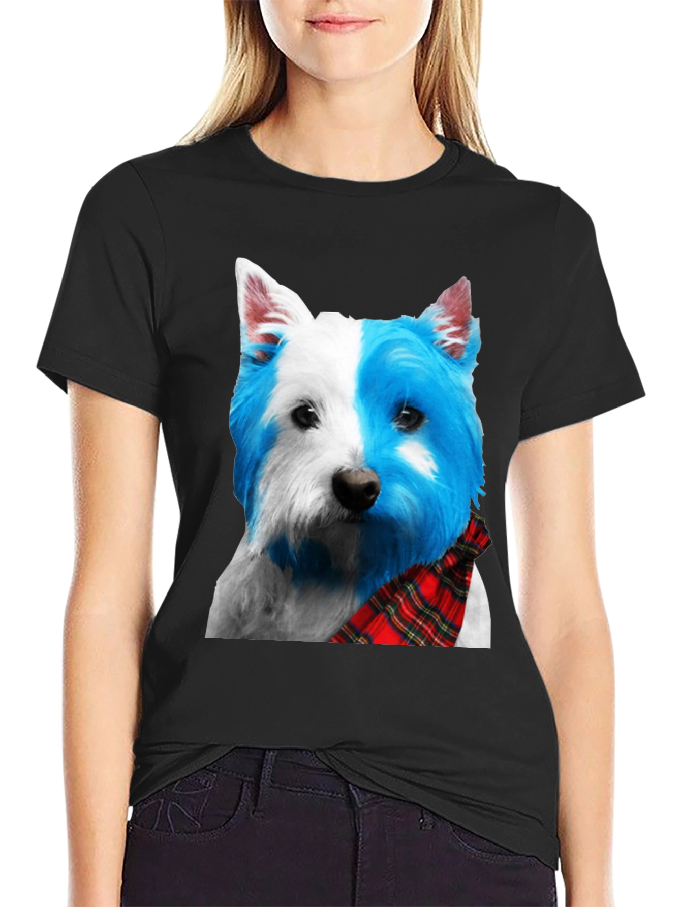 Dog Breed Plaid Scarf Tee