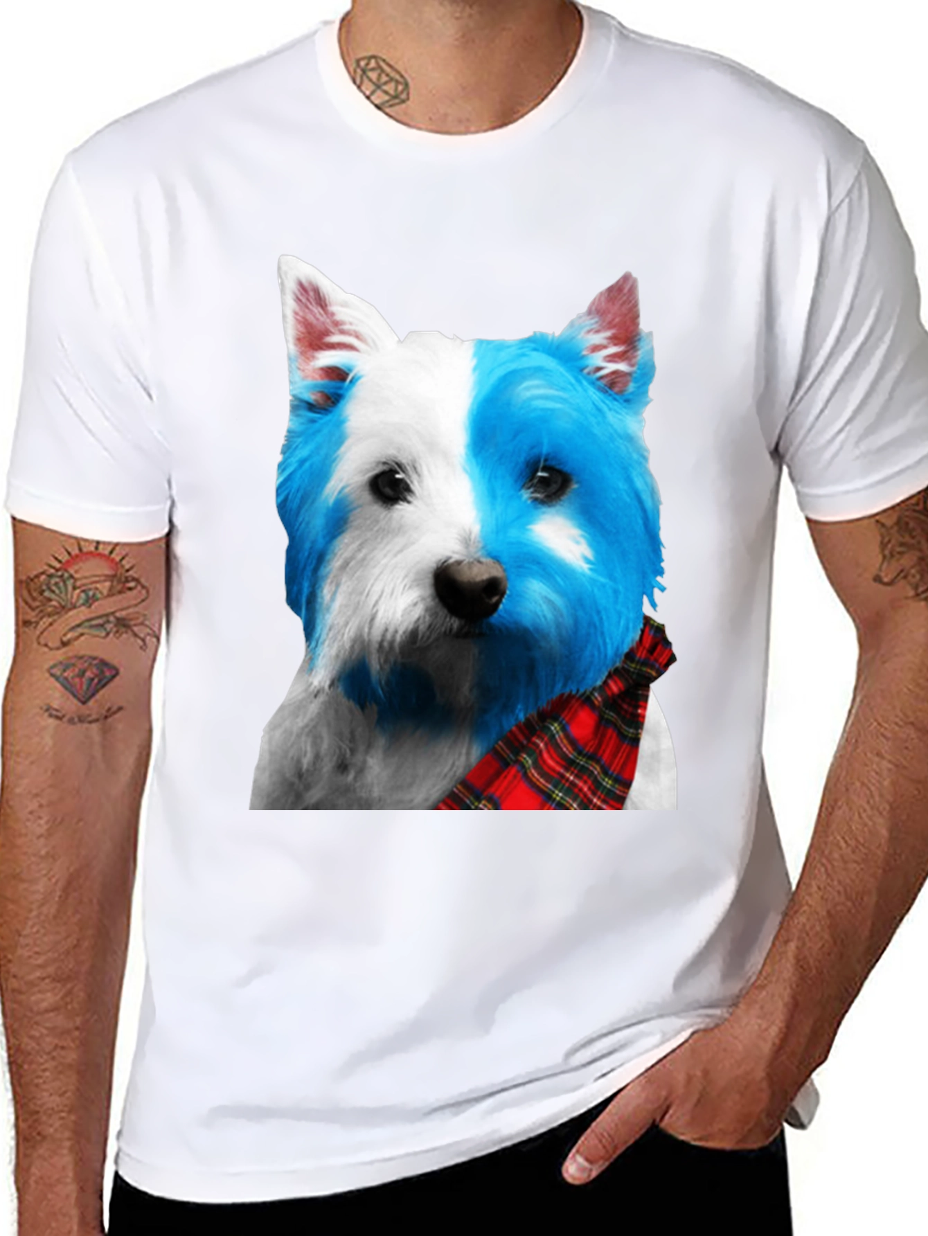 Dog Breed Plaid Scarf Tee