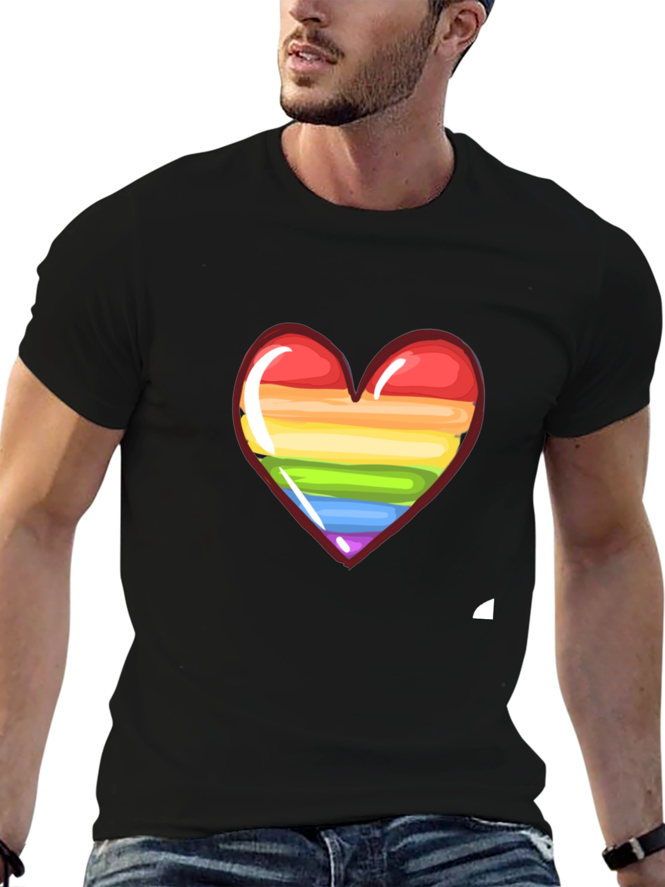 LGBT Pride Heart Graphic Tee - Black