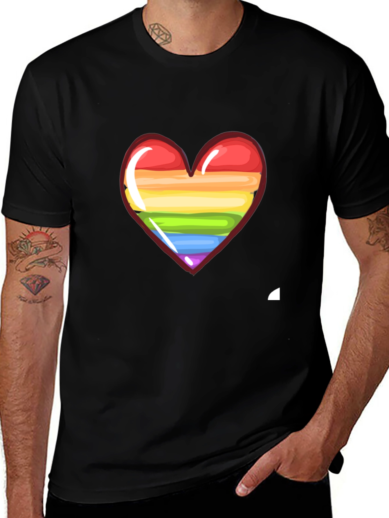 LGBT Pride Heart Graphic Tee - Black