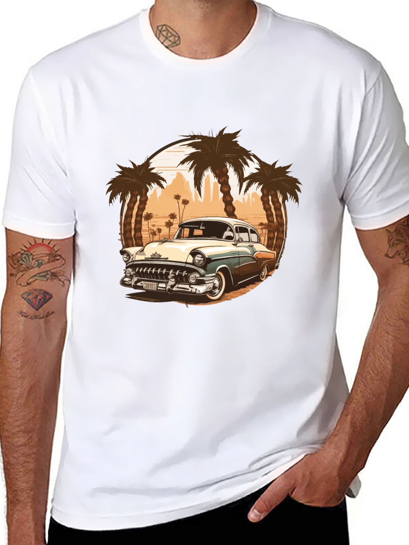 Classic Car & Palm Trees T-Shirt