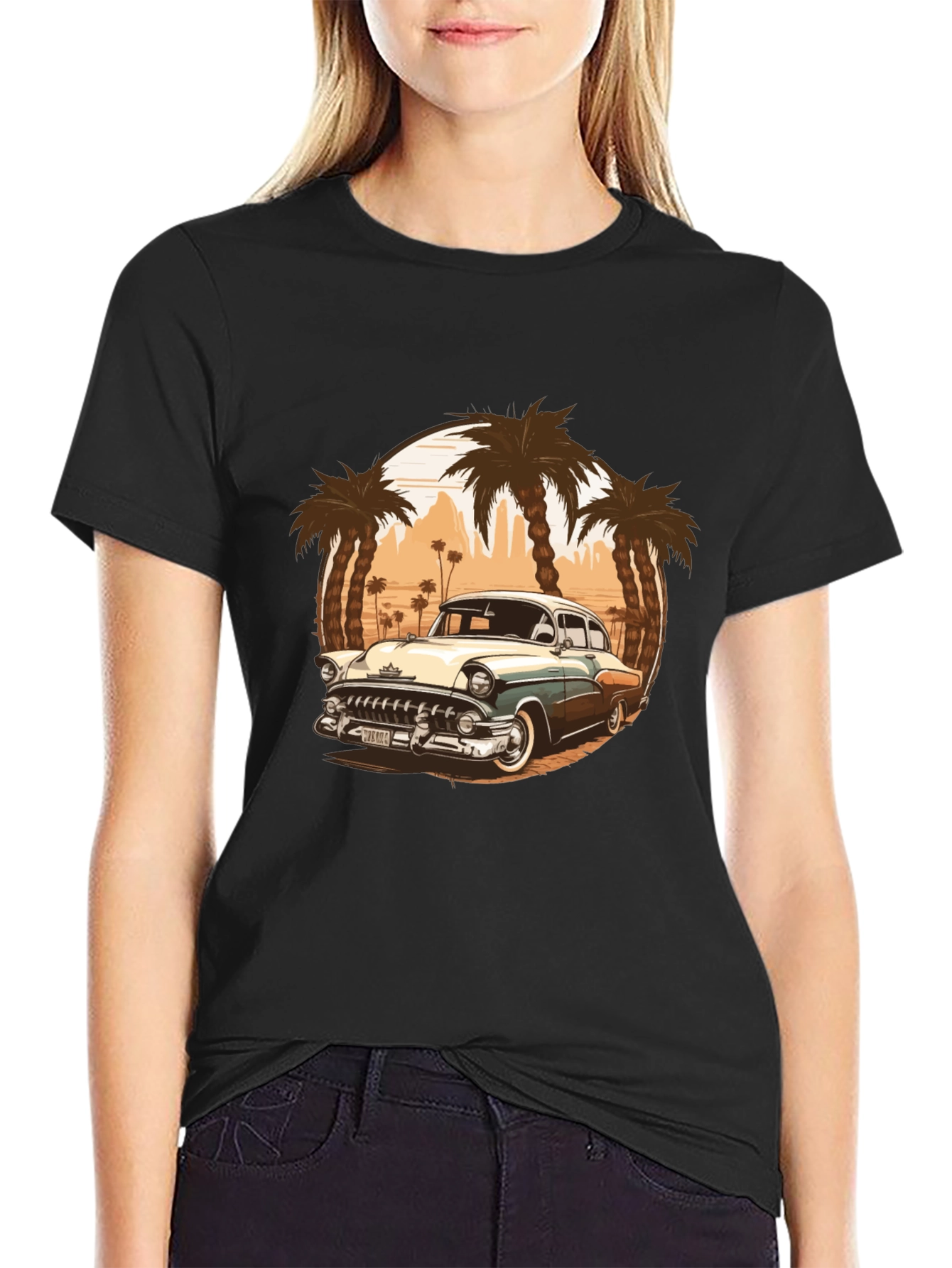 Classic Car & Palm Trees T-Shirt