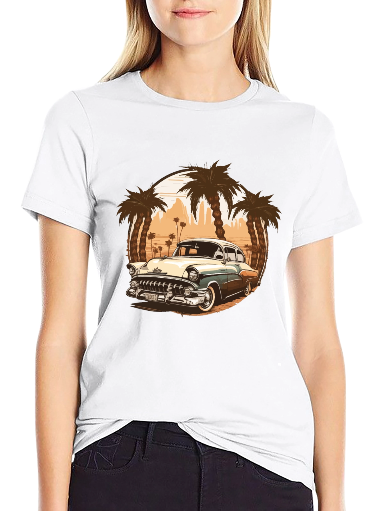Classic Car & Palm Trees T-Shirt