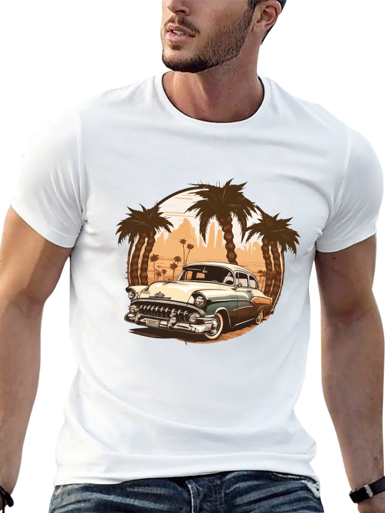 Classic Car & Palm Trees T-Shirt