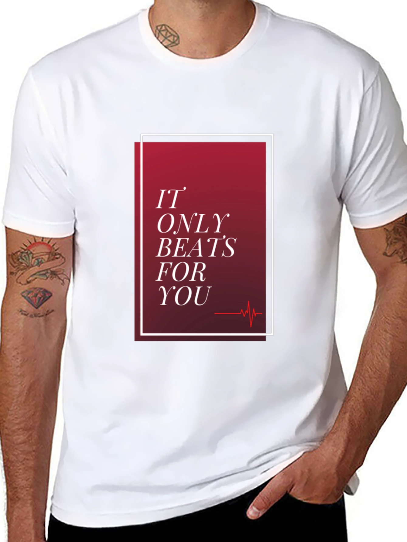 Romantic Heartbeat Graphic Tee - Black