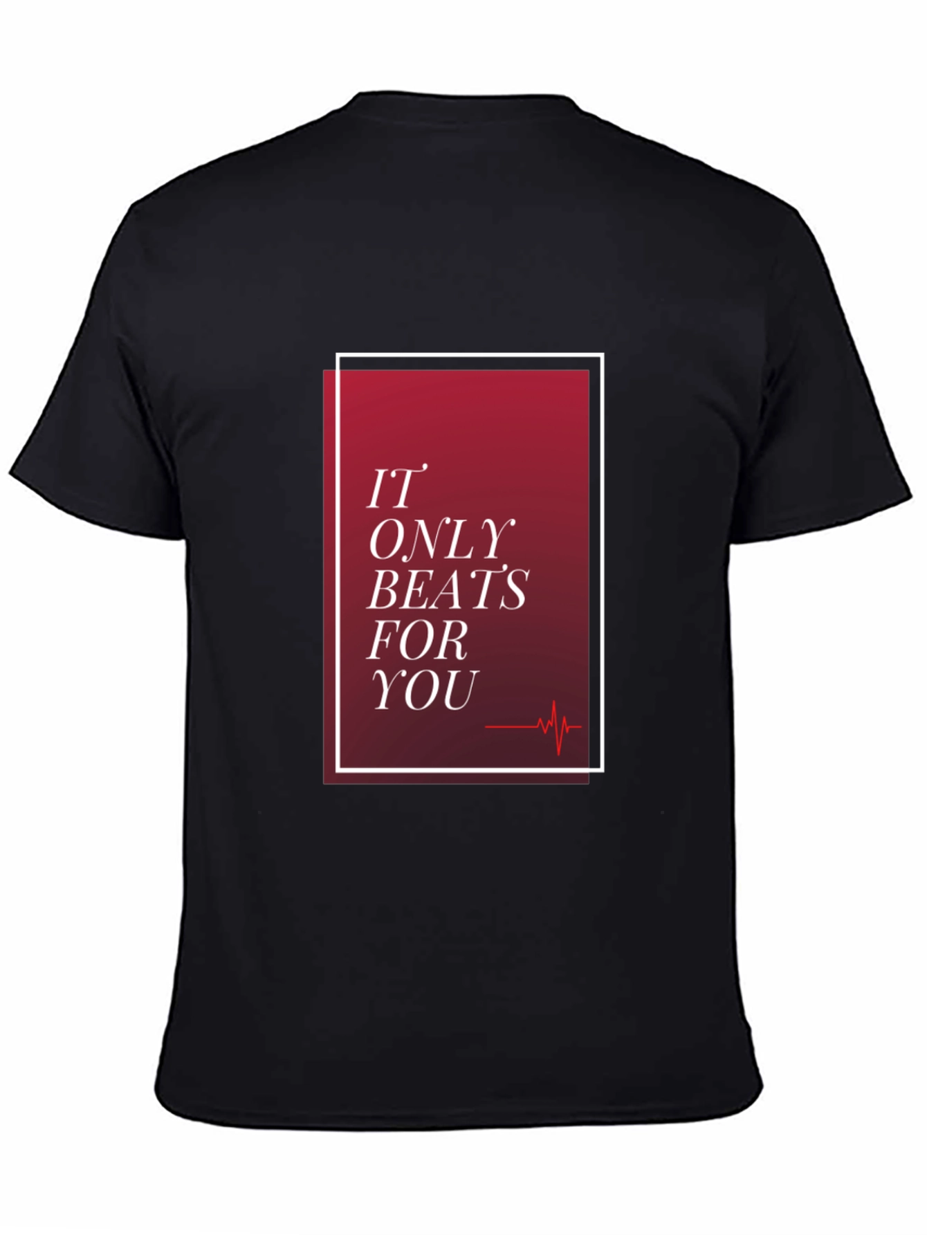 Romantic Heartbeat Graphic Tee - Black
