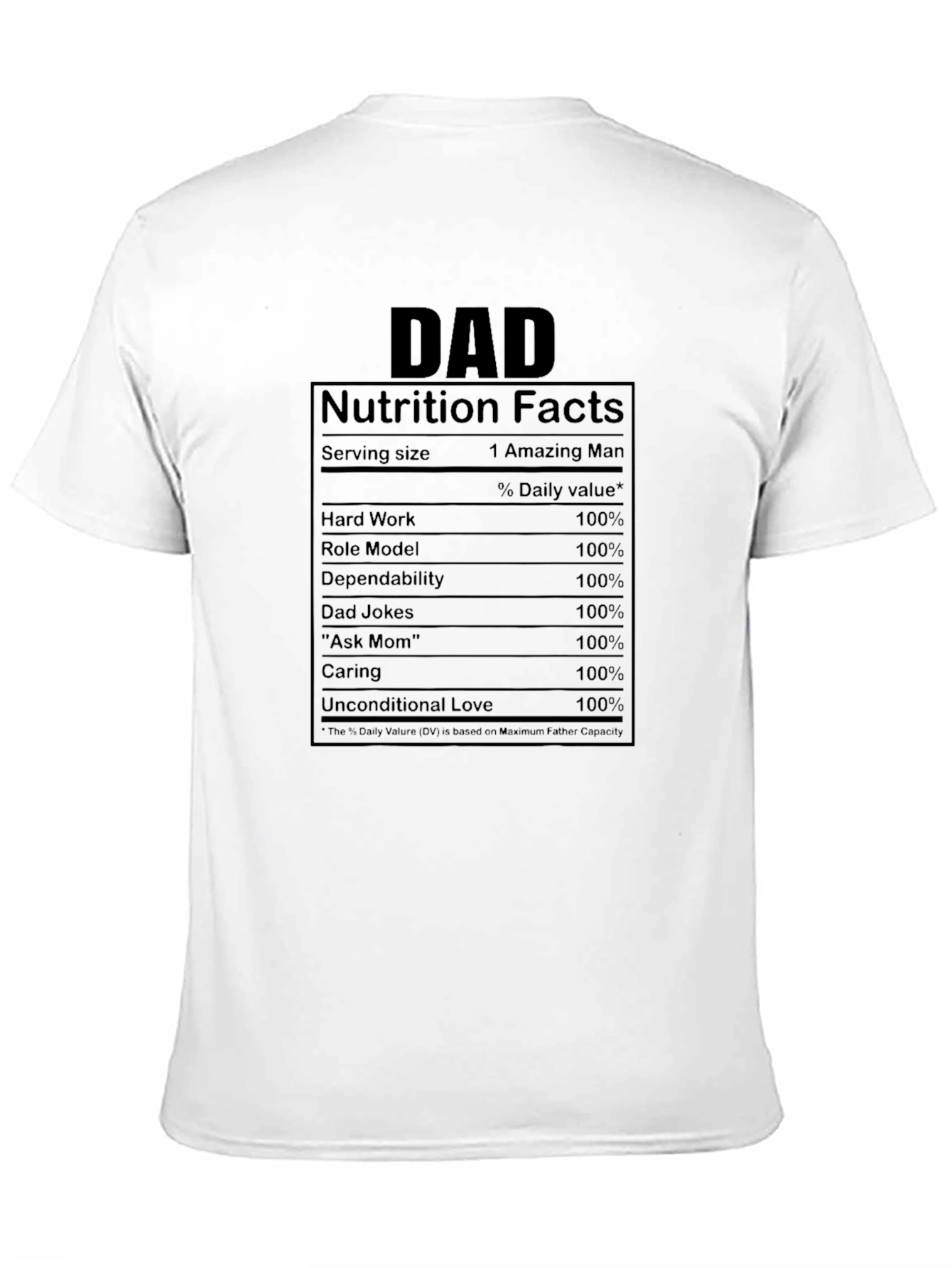 Dad Nutrition Facts Black Graphic Tee