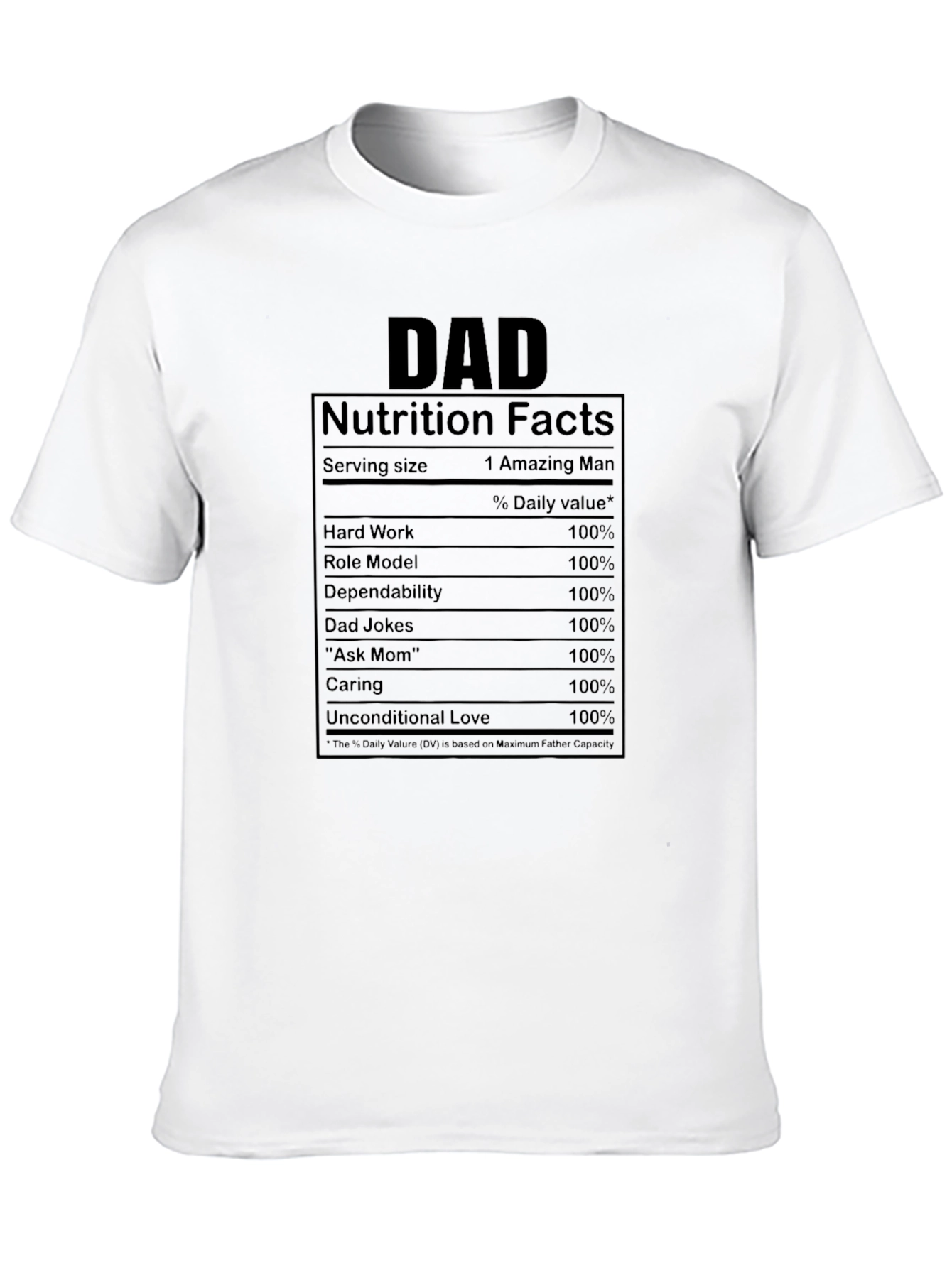 Dad Nutrition Facts Black Graphic Tee