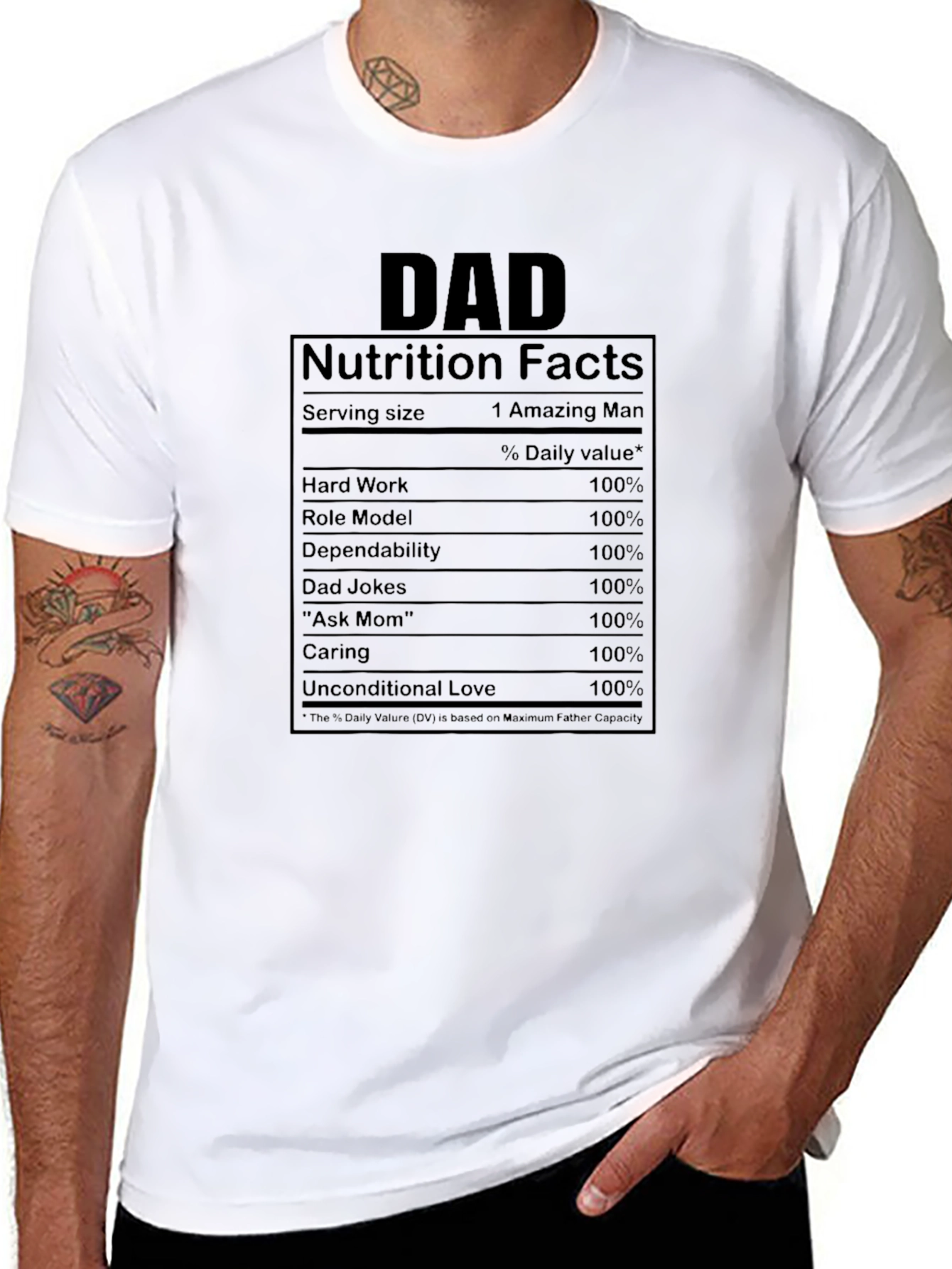 Dad Nutrition Facts Black Graphic Tee
