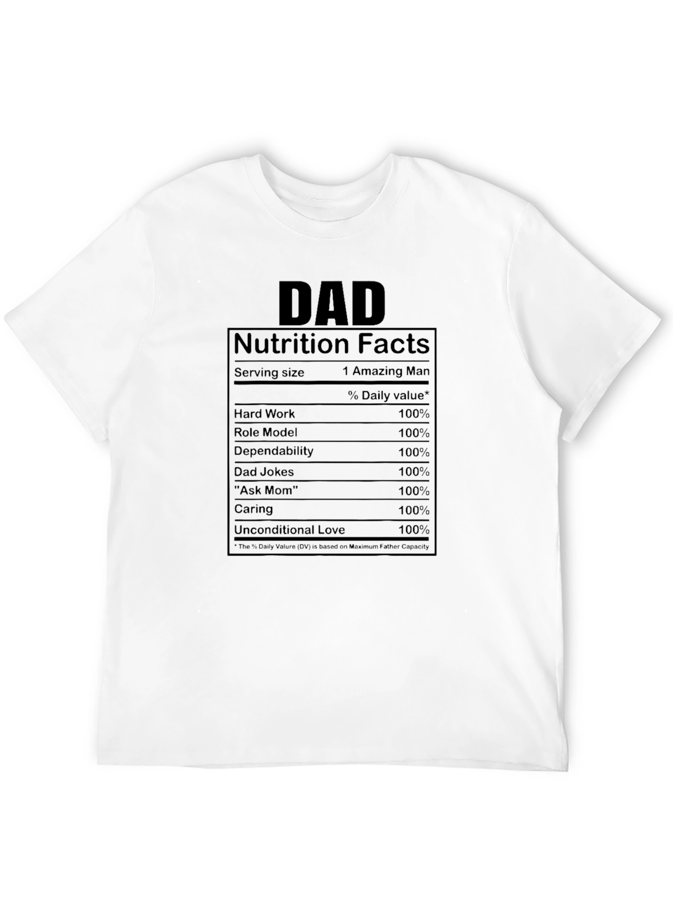 Dad Nutrition Facts Black Graphic Tee