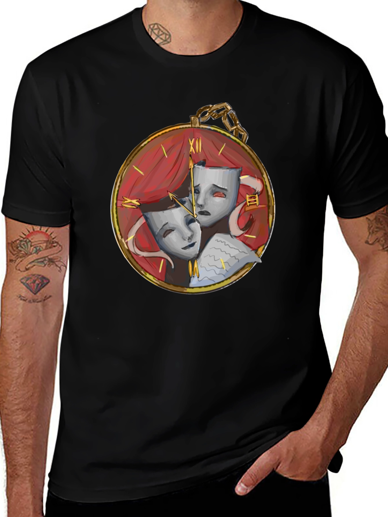 Drama Masks Pocket Watch Graphic Tee