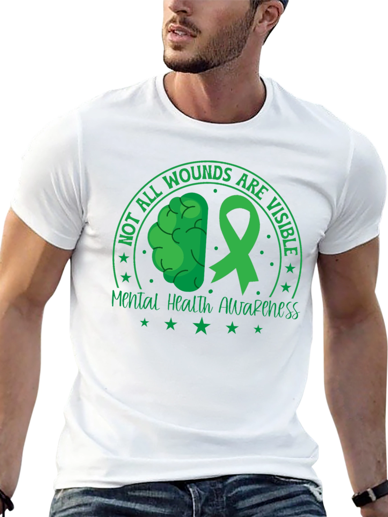 Mental Health Awareness T-Shirt - Green Ribbon