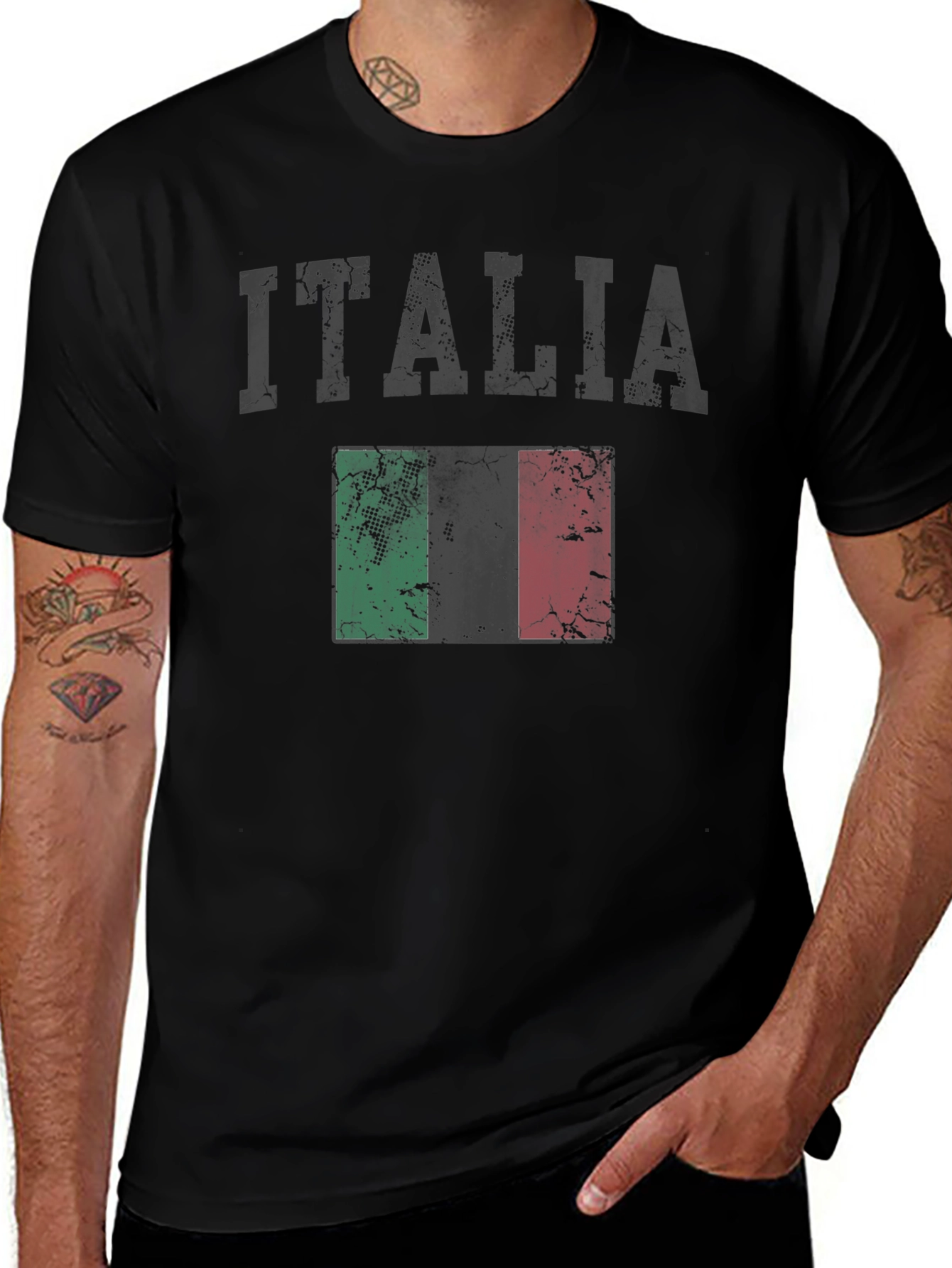 Italia Flag T-Shirt - Distressed Graphic Tee
