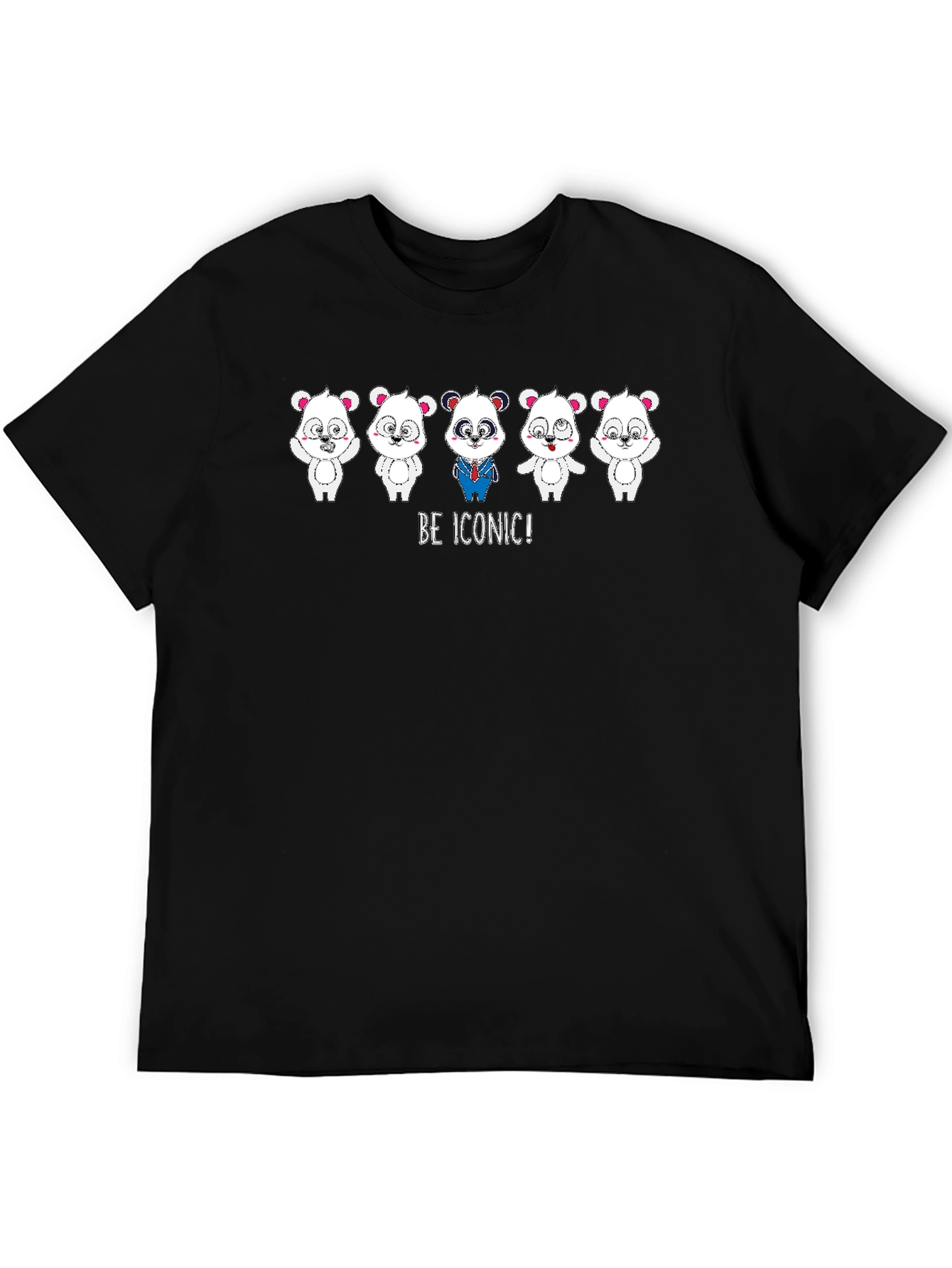 Be Iconic Panda Graphic Tee - Black Cotton Blend