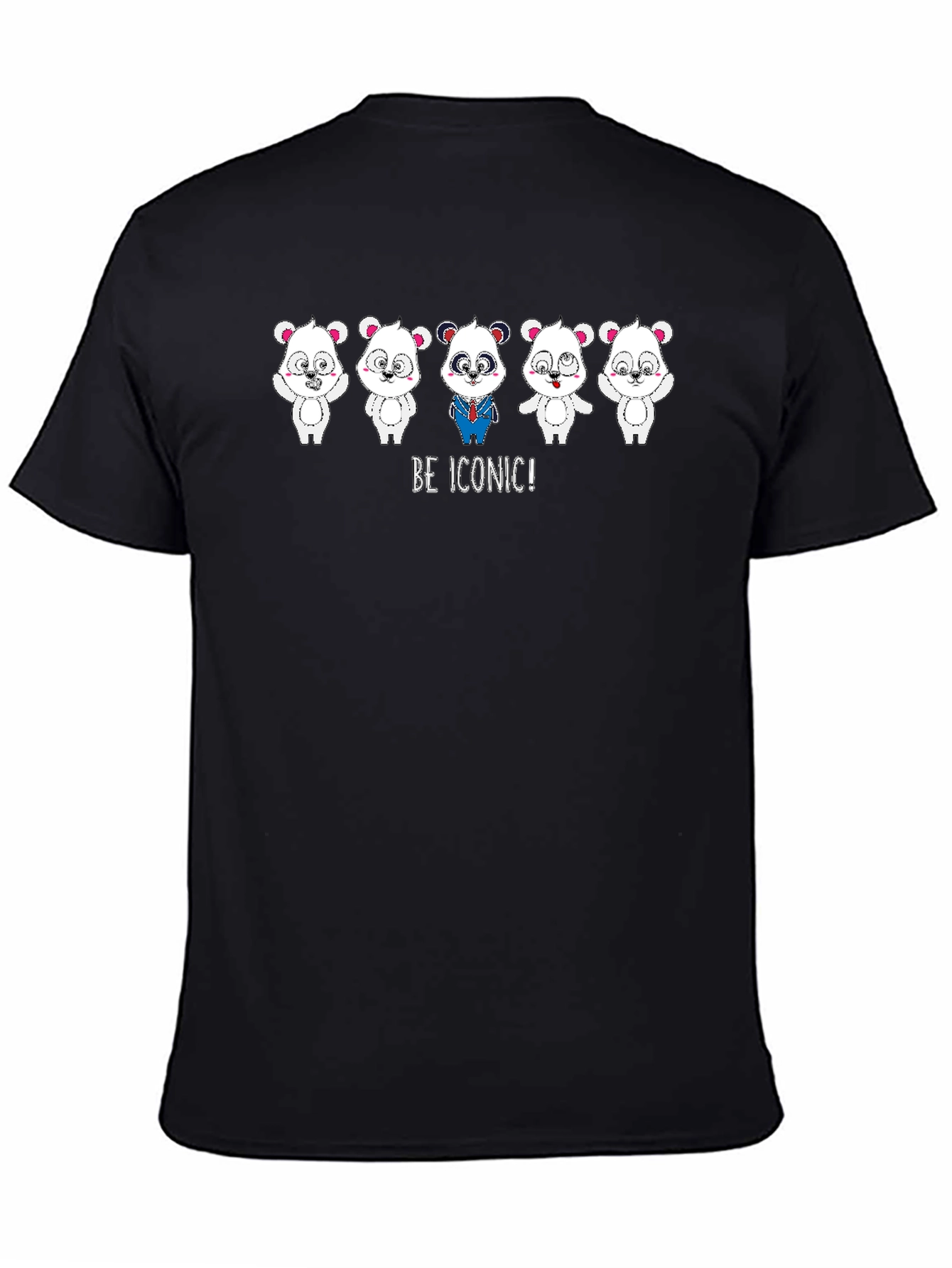 Be Iconic Panda Graphic Tee - Black Cotton Blend